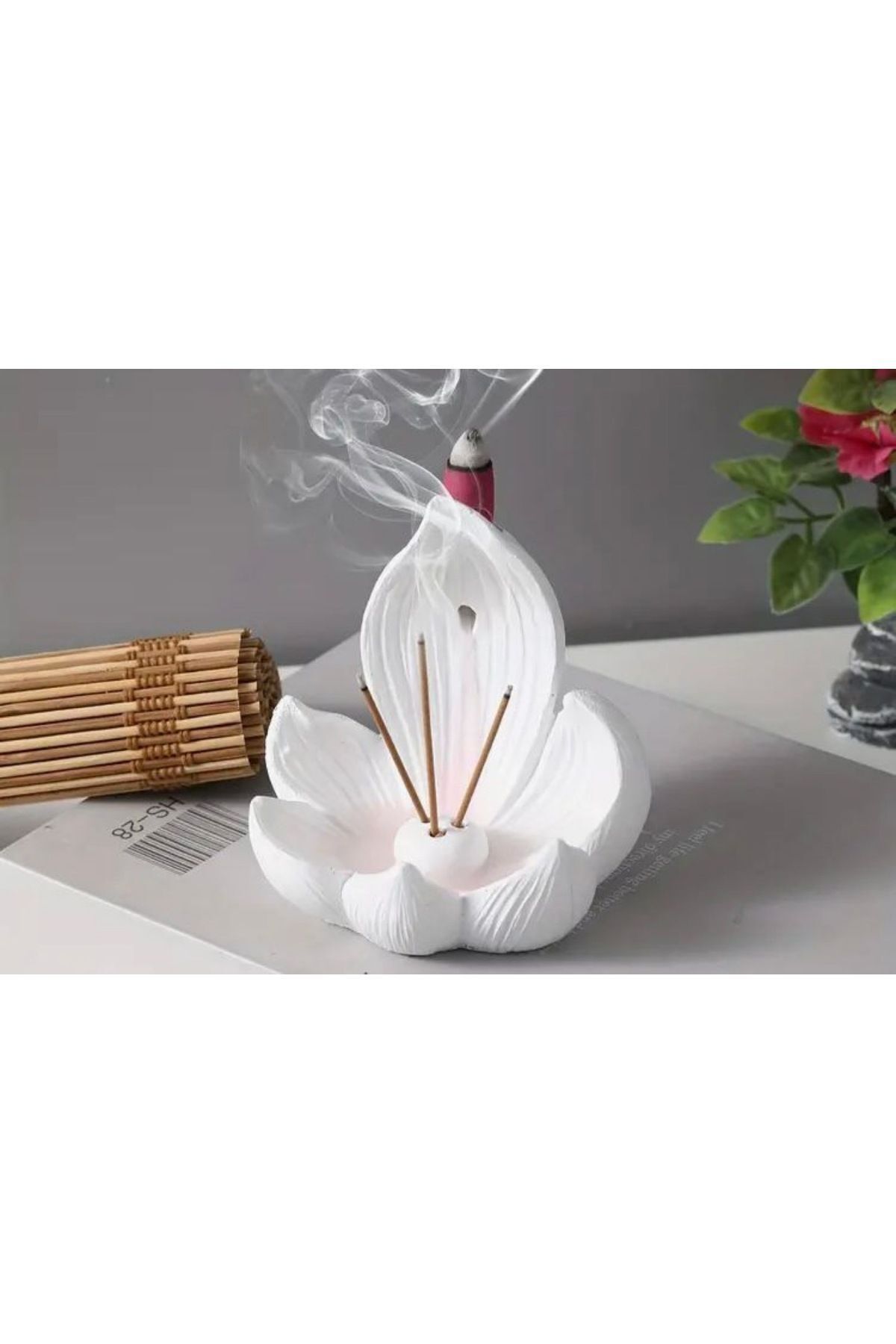candleistanbul Lotus çiçek tütsülük geri akış ve çubuk tütsülük beton ham