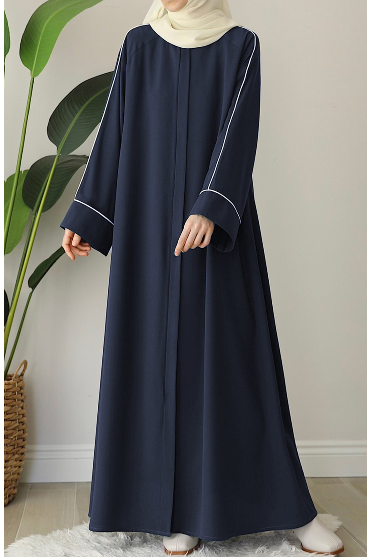 suhneva Ahu Biyeli Abaya Ferace Lacivert