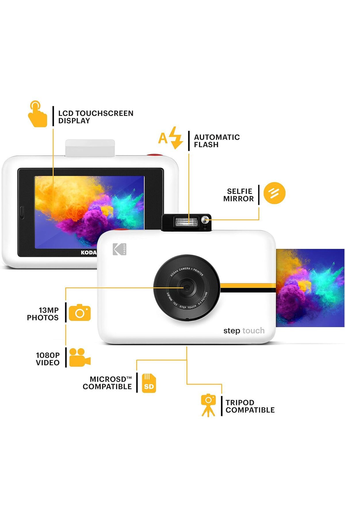 Kodak-Step Touch 13MP Digital Camera & Instant Printer with 3.5 LCD Touchscreen Display 7