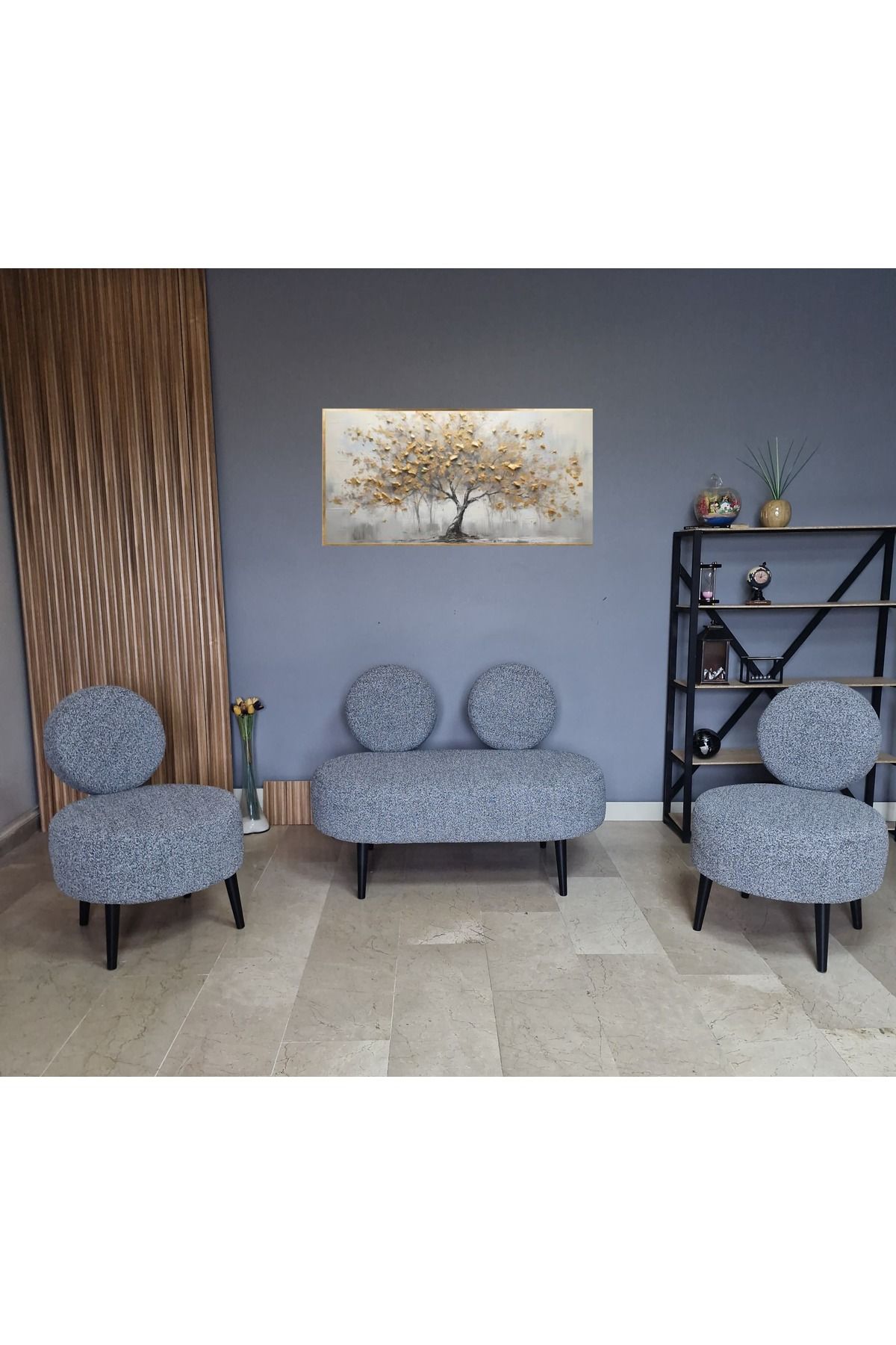 WATERYBROOK DÜNYA Ofis-Bekleme Salonu Koltuk Takimi Mobilya Takımı Balkon- Ofis Büro Koltuğu - Şönil Kumaş