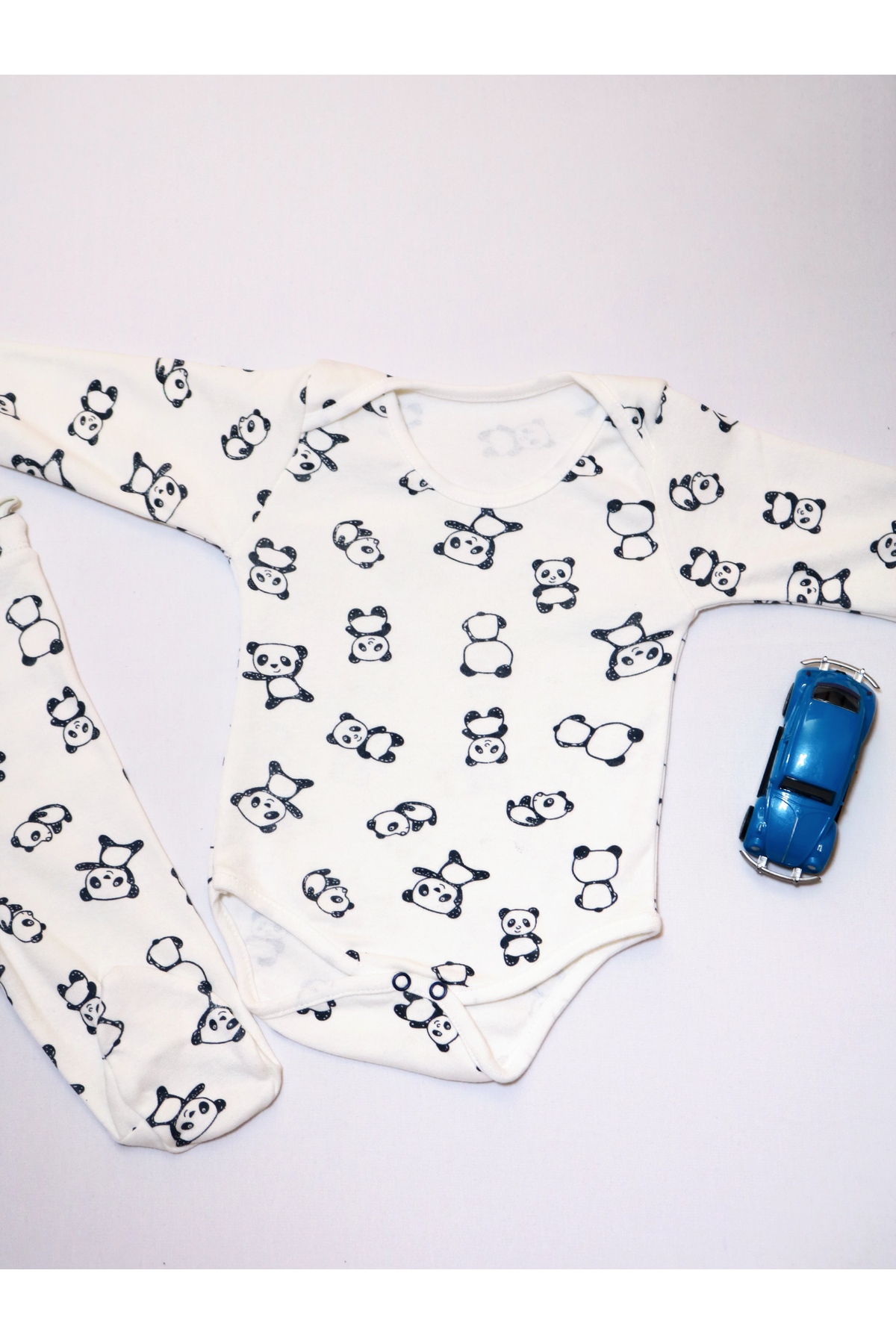 Pırlanta baby Bebek 6'lı Tulum ve Alt Takımı - %100 Pamuklu Panda Desenli 0 - 9 Ay Erkek ve Kız Bebek İçin fotoğrafı 7 (önizleme)