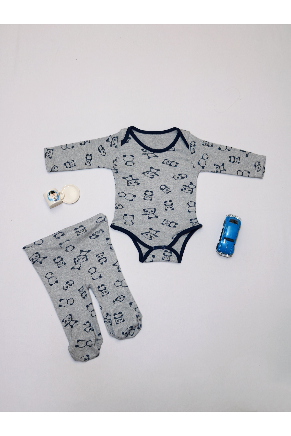 Pırlanta baby Bebek 6'lı Tulum ve Alt Takımı - %100 Pamuklu Panda Desenli 0 - 9 Ay Erkek ve Kız Bebek İçin fotoğrafı 4 (önizleme)