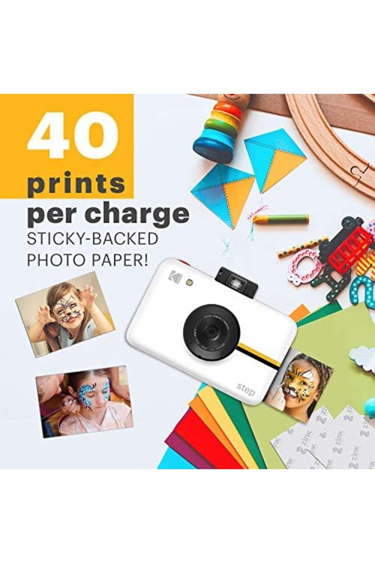 Kodak-كاميرا ستيب كام الفورية - مستشعر صور بدقة 10 ميجابكسل، تقنية زينك، عدسة الكاميرا الكلاسيكية، وضع السيلفي 3