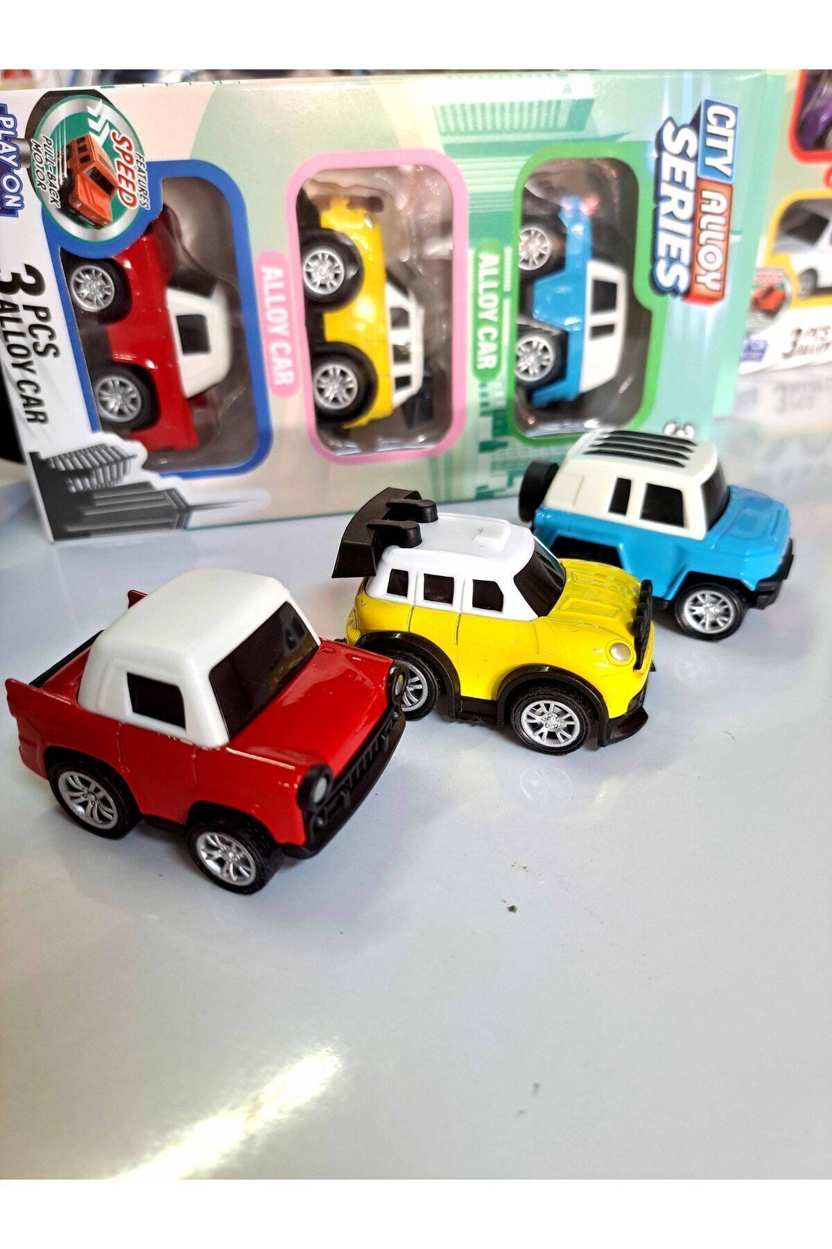 FEN TOYS-سيارات نموذج سيارة صغير جمالي شخصية كرتونية سيارة جيب سباق كلاسيكية 22 × 10 سم 3 قطع 5