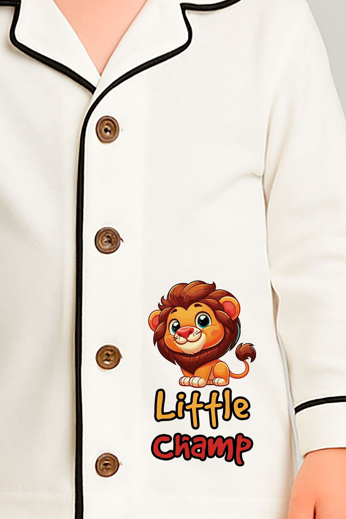 peki baby&kids-Well Girl Boy Soft Combed Cotton Little Champ Lion Print Pajama Set 18850 3