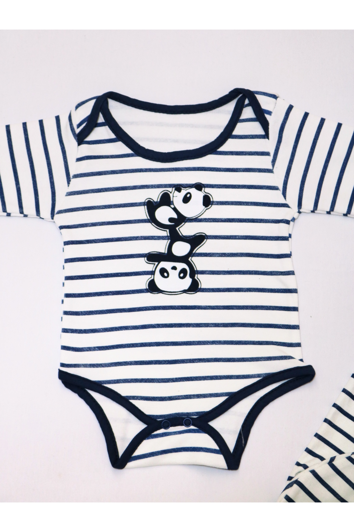 Pırlanta baby Bebek 6'lı Tulum ve Alt Takımı - %100 Pamuklu Panda Desenli 0 - 9 Ay Erkek ve Kız Bebek İçin fotoğrafı 5 (önizleme)