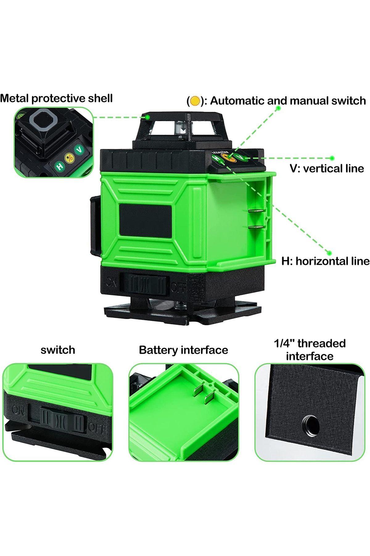 Generic-12-Line 360° Green Laser Level Kit with Remote, Tripod, Magnetic Stand & Case. 4