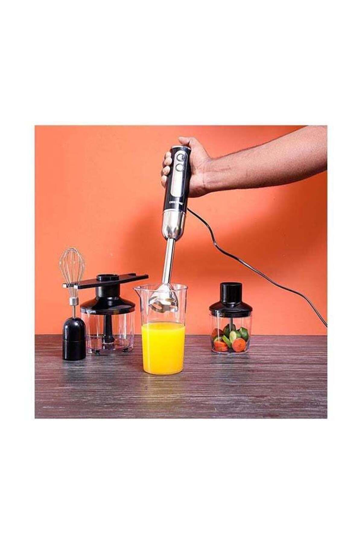 Geepas-Multi Functional 5 In 1 Hand Blender With 860 ML Chopper Bowl, 8 Variable Speed, Removable Stainless 1
