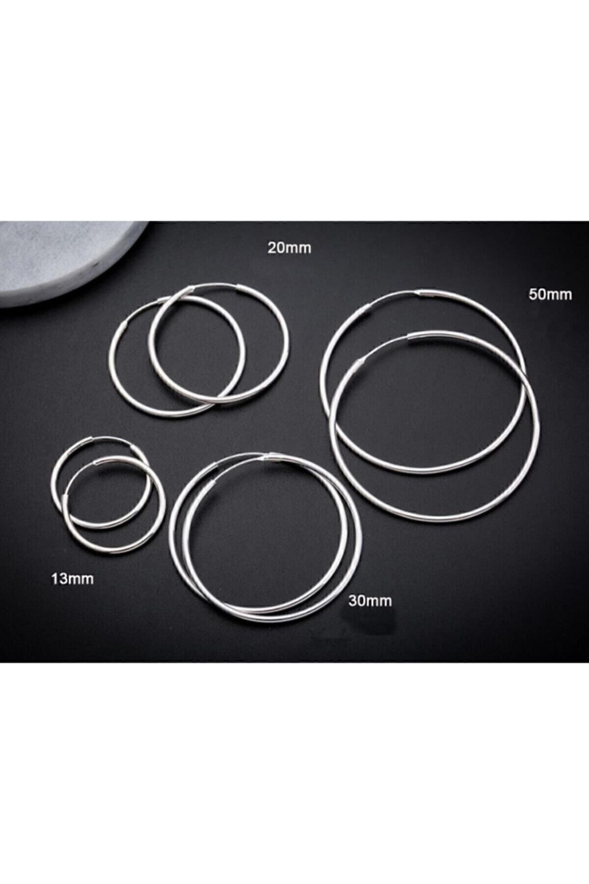 AyçaSilver 925 Ayar Gümüş Halka Küpe 50 mm - 30 mm iki boy görsel 3