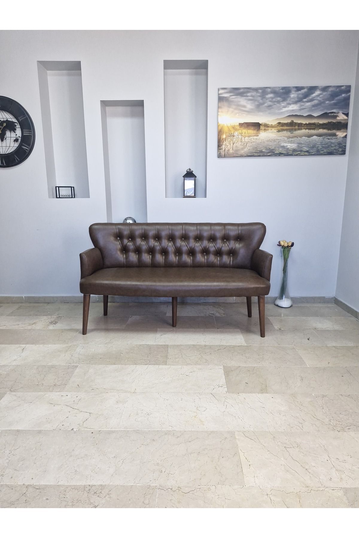 WATERYBROOK DERİ 3 ü Çay Seti Koltuğu ÜÇÜ Koltuk - Cafe, Ofis, Balkon, Kafe, Bahçe, Salon Mobilyası