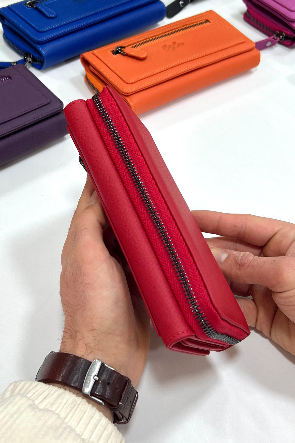 CüzCan-Berlin Red Genuine Leather Ultra Useful Women's Wallet 3
