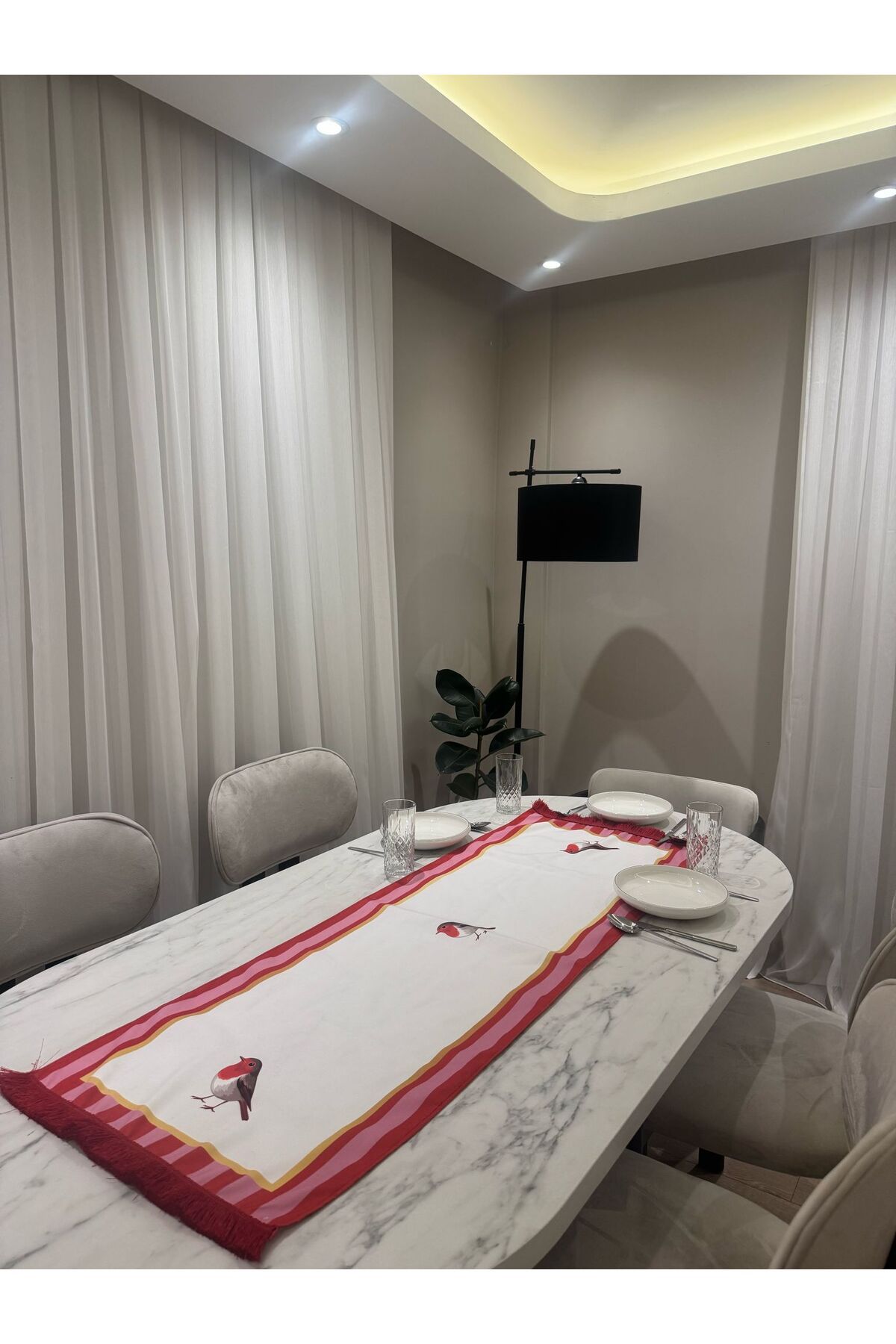 Karam Home-Red Pink Bird Tassel 43X135 cm Runner 3