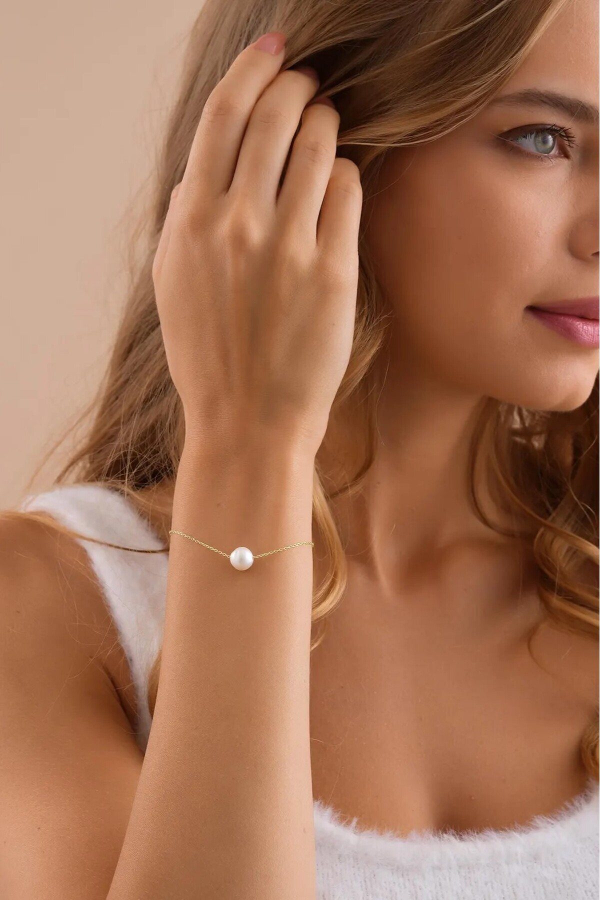 Stainless Steel Chain Pearl Object Bracelet BİL001