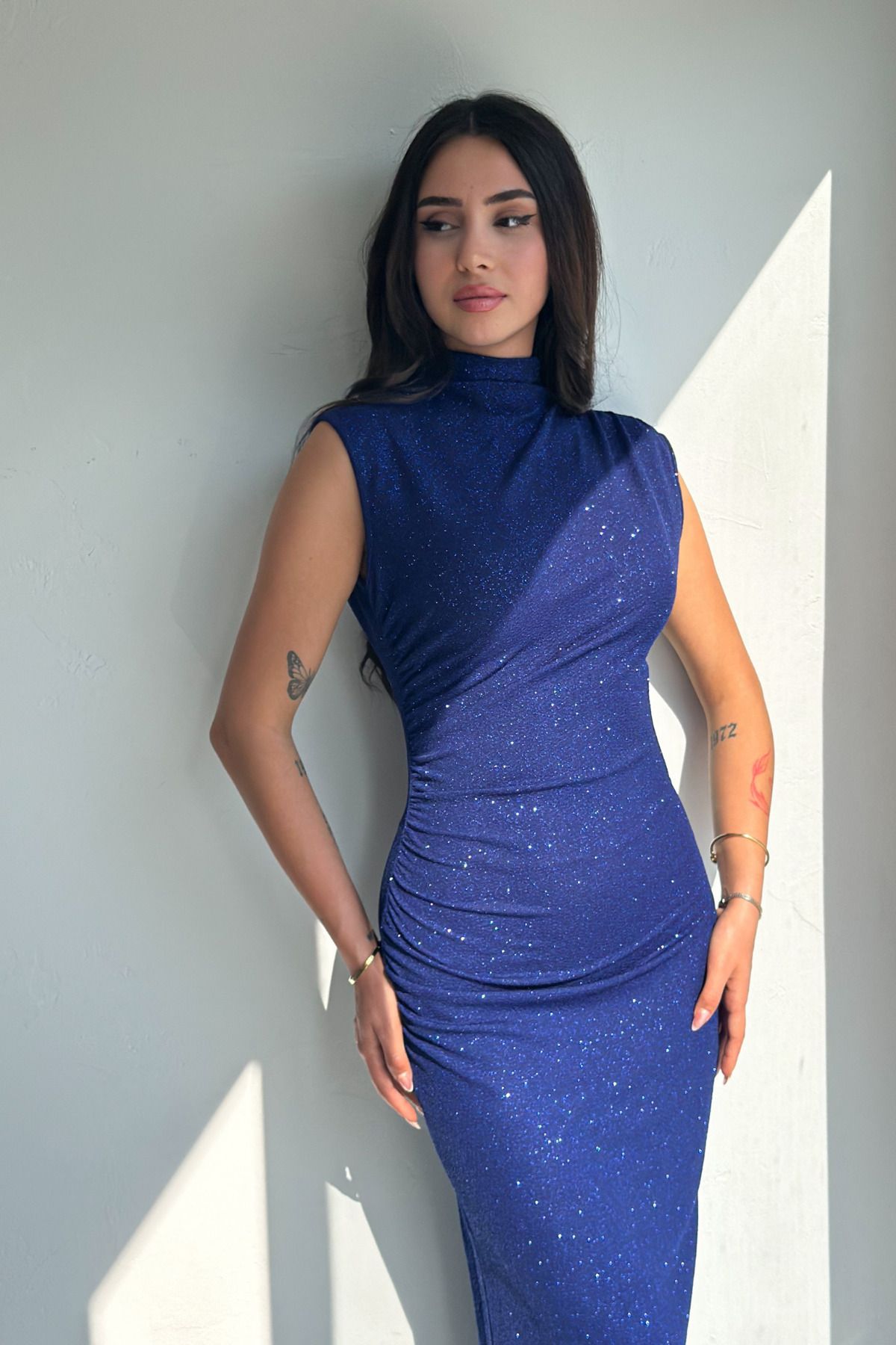 The Robi-Φόρεμα Draped Midi Length Glitter Λεπτομερές Φόρεμα 2