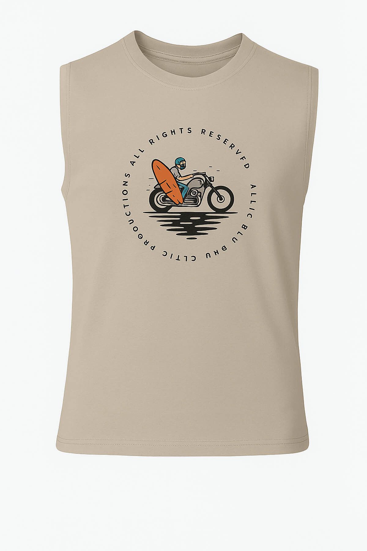 trender-Tricou fără mâneci pentru bărbați Stone Print Motocicletă 2