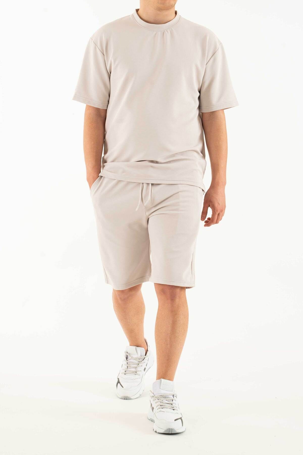 bombe Erkek 2 li Set Cep Baskılı Oversize Comfort Rahat Kesim T-shirt Şort Takım