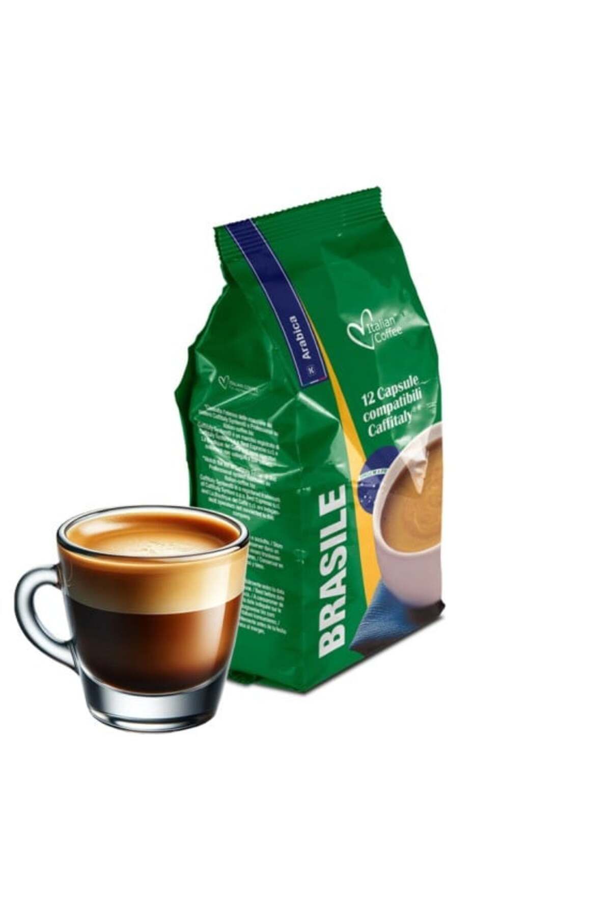 Italian Coffee Cafea Braziliană, 100% Arabica, 12 Capsule Compatibile Cafissimo/caffitaly/beanz, - One Size