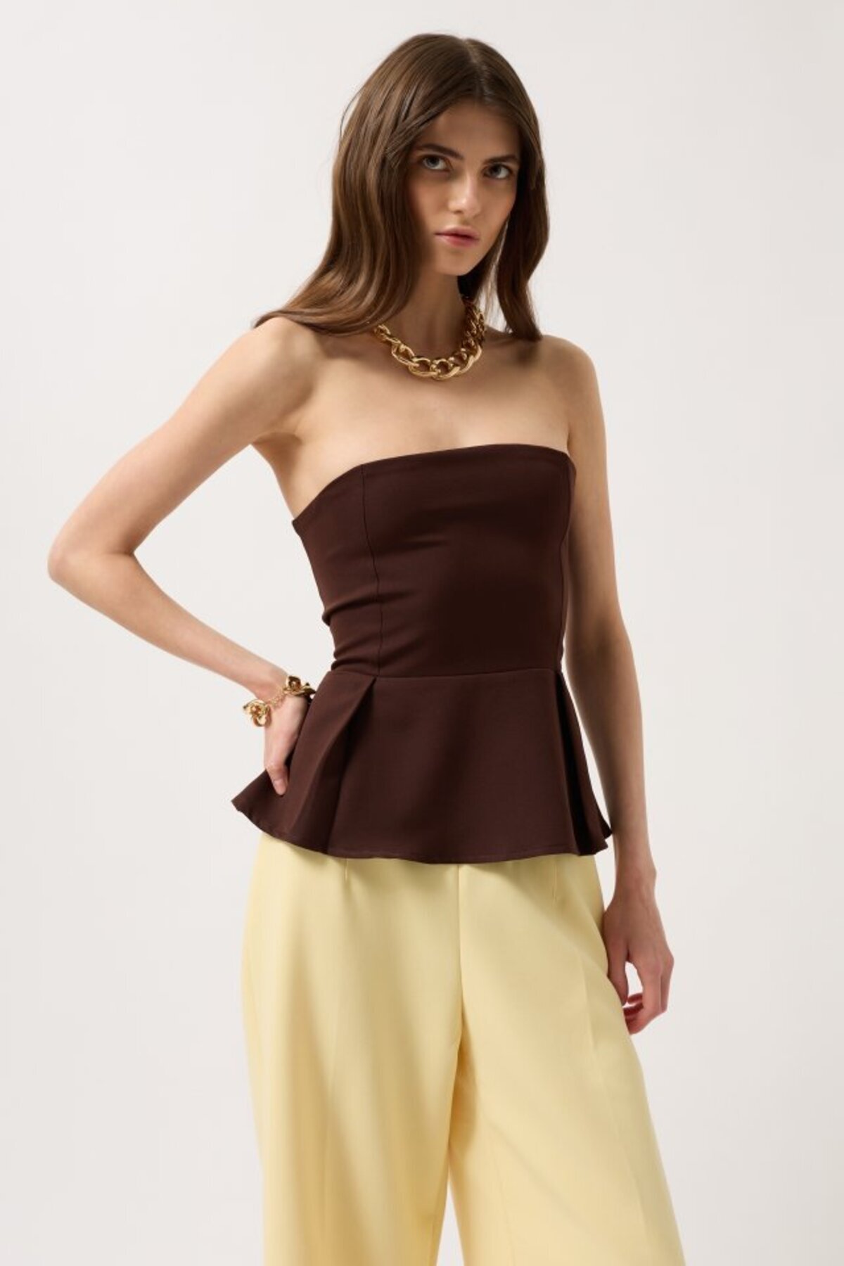 hepimiz alalım-Pleated Strapless Blouse 3