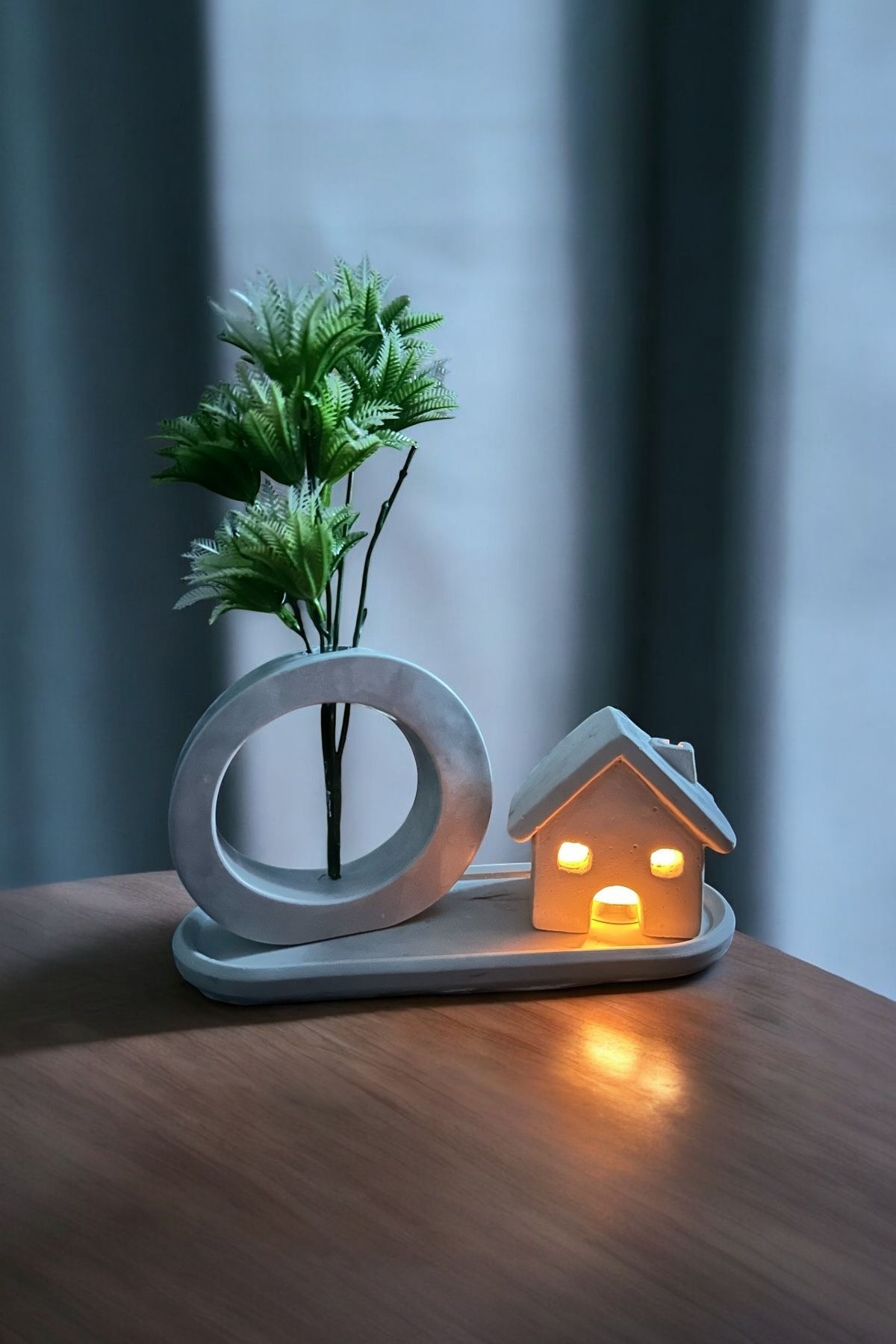 SerenityHaven Dekoratif Ev Ve Şık El yapımı Vazo Sunum Tabağı Birlikte
