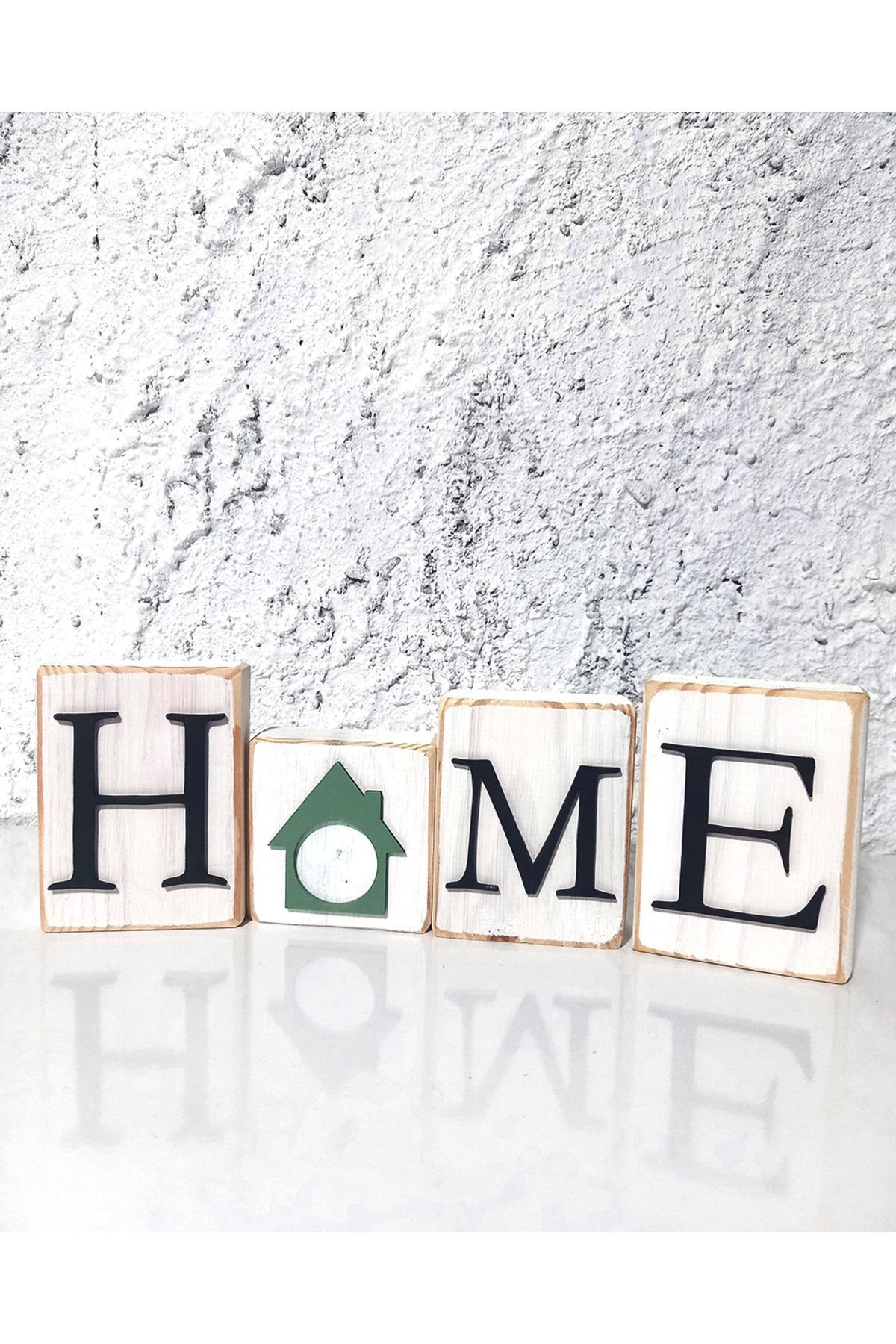 teknotrust El Yapımı Rustik Ahşap 'HOME' Blok Dekor – Doğal Ev Dekoru