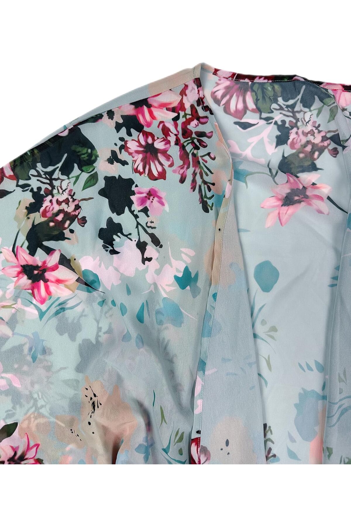 كارديجان كيمونو صيفي فضفاض طويل للنساء من بونكا (أزرق فاتح مزهر)