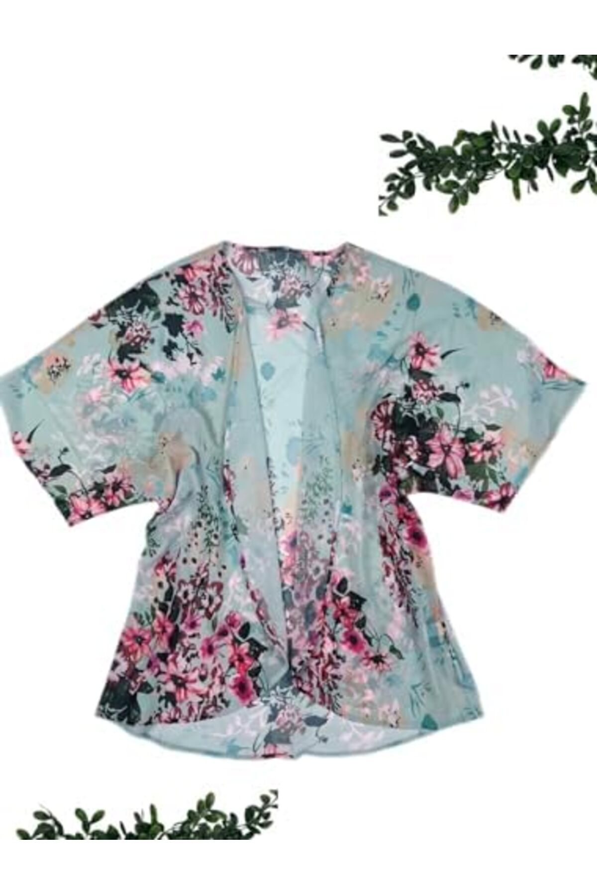 كارديجان كيمونو صيفي فضفاض طويل للنساء من بونكا (أزرق فاتح مزهر)