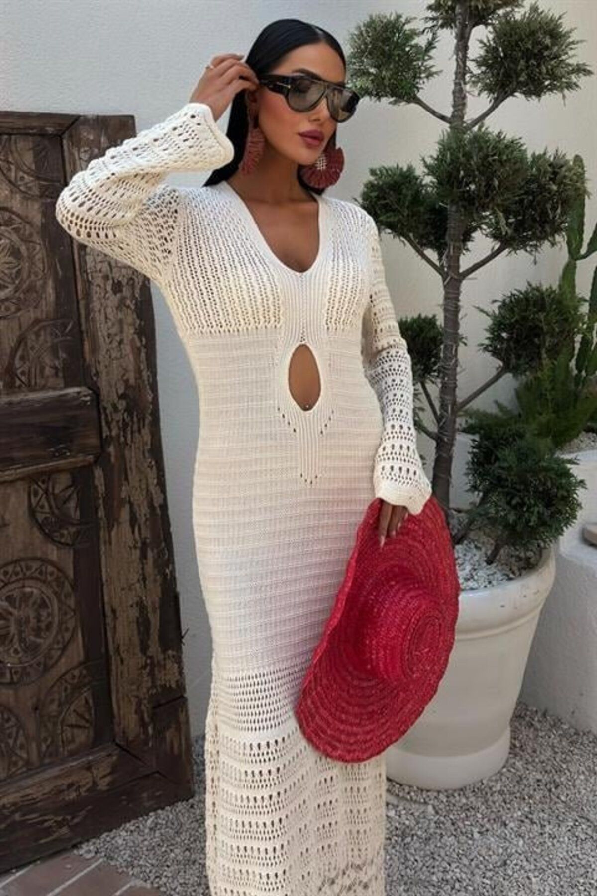 Kokosh moda Göbek Dekolteli Ajurlu Elbise 2835