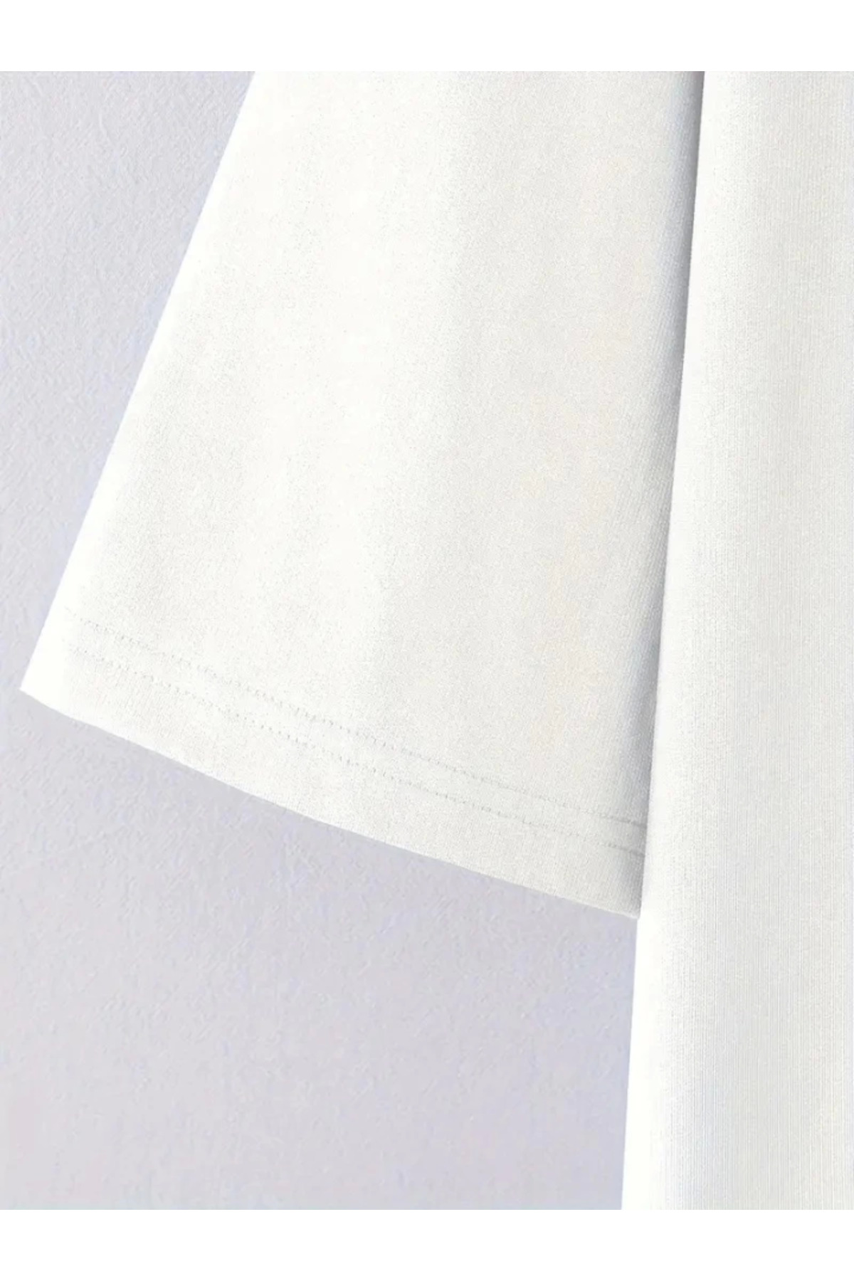 Baskılı Oversize Bisiklet Yaka T-shirt - Beyaz