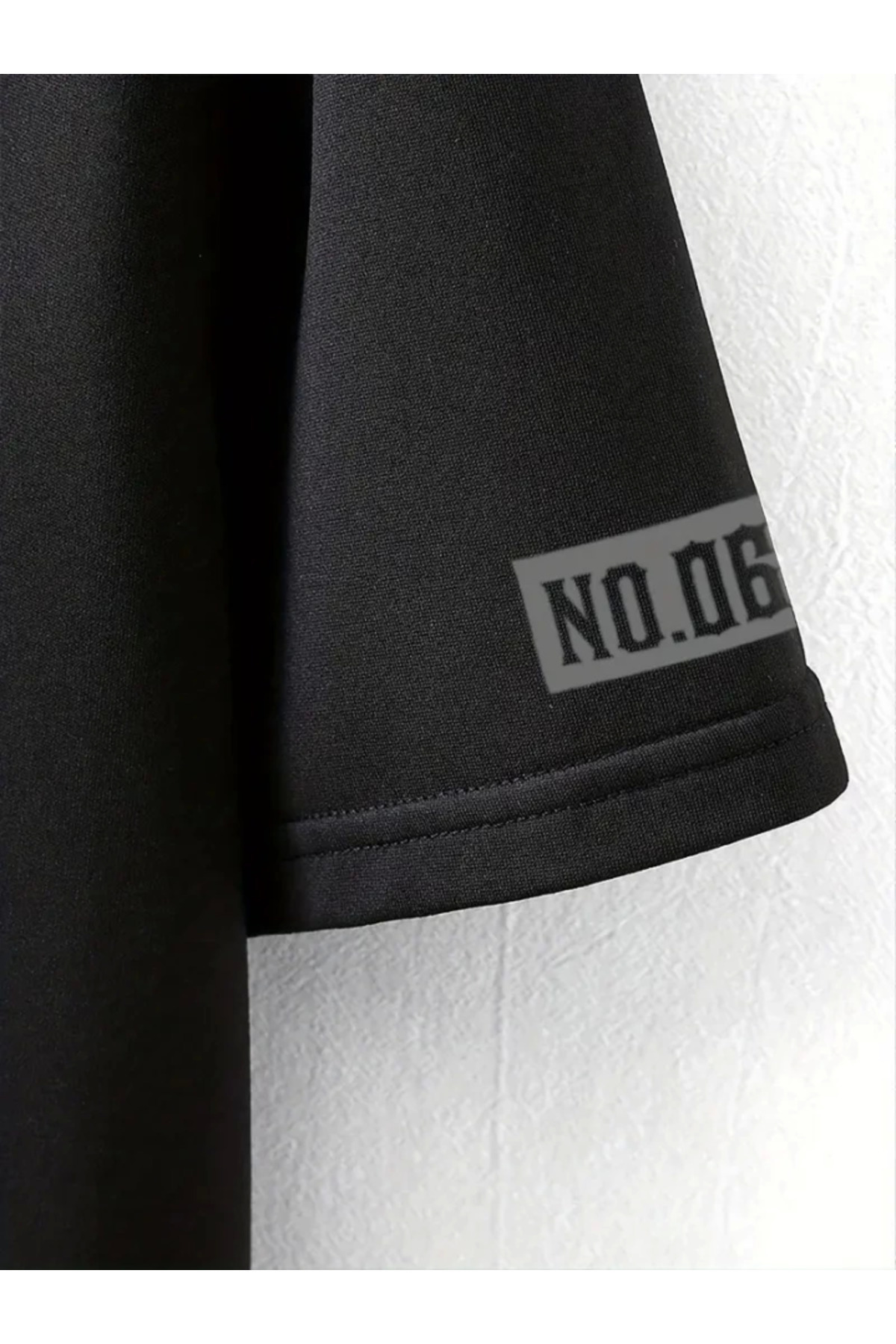 Baskılı Oversize Bisiklet Yaka T-shirt - Siyah