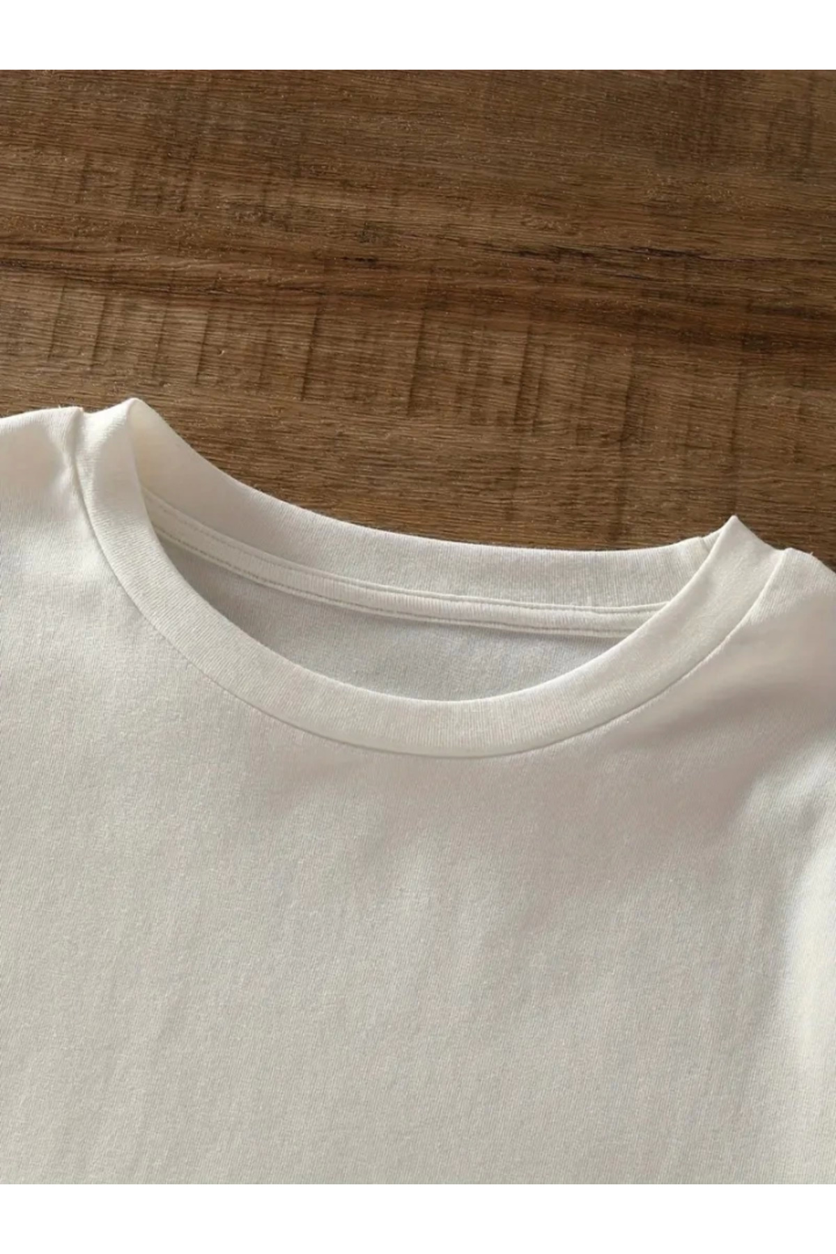 Baskılı Oversize Bisiklet Yaka T-shirt - Beyaz