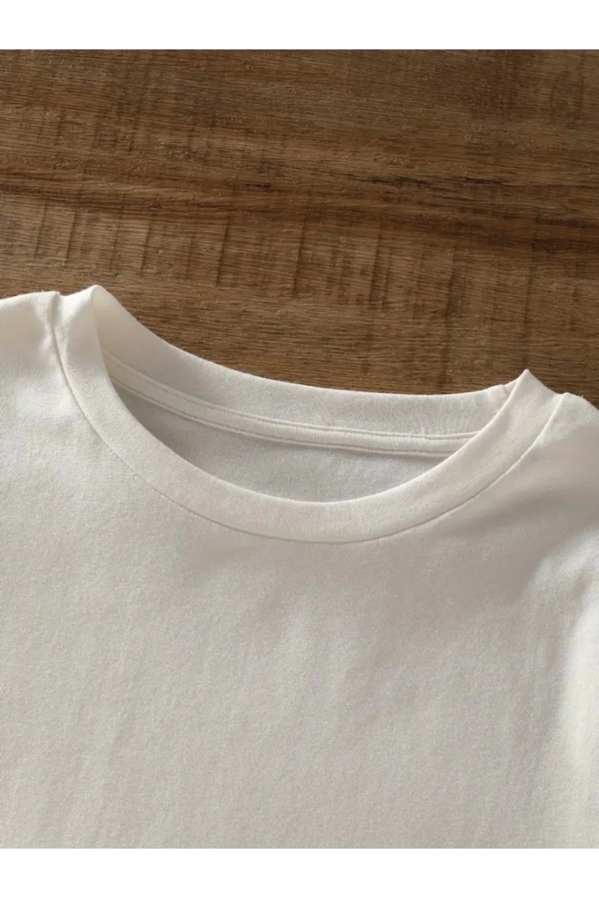 Baskılı Oversize Bisiklet Yaka T-shirt - Beyaz