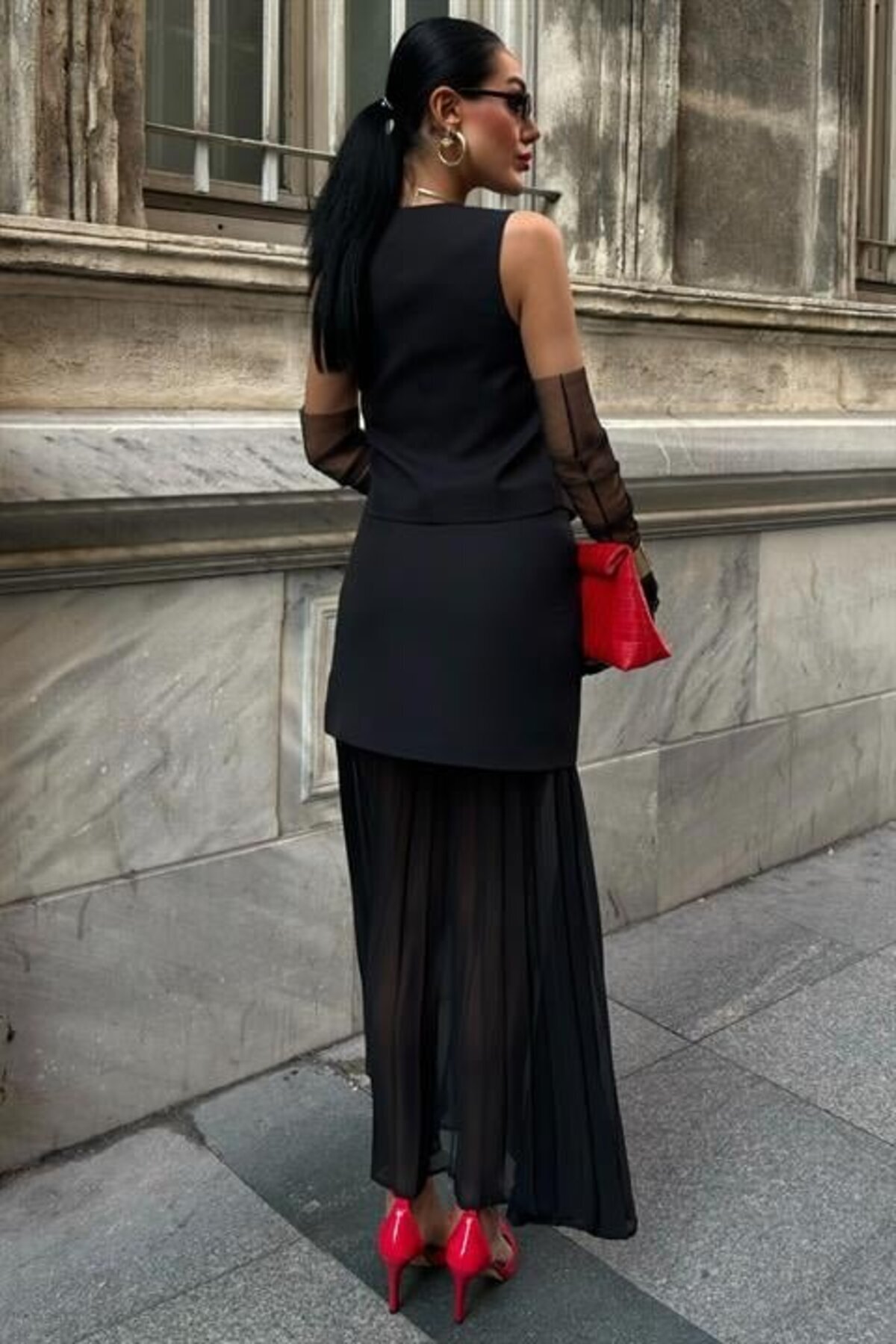 leyla sanat sanata yeni bir bakış açısı-Leyla Art a New Perspective on Art Premium Suit with Vest and Pleated Skirt 10096 3