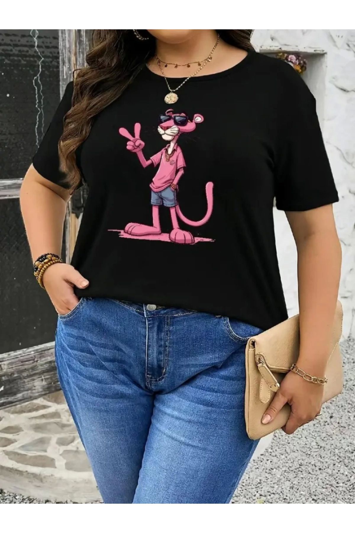 hediyeniz sare'den Hediyeniz Sare`den Baskılı Oversize Bisiklet Yaka T-shirt - Beyaz