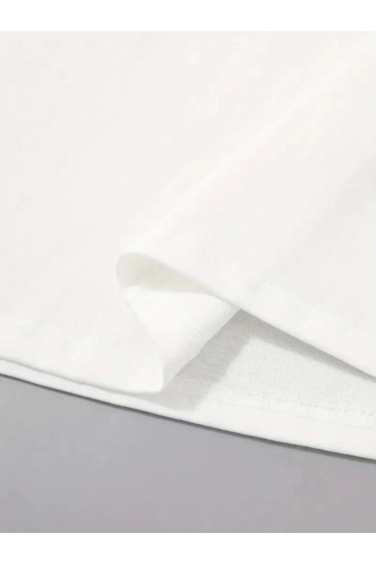 Albayrak Baskılı Oversize Bisiklet Yaka T-shirt - Beyaz