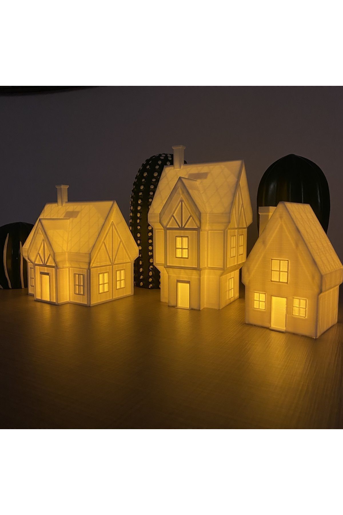 teknotrust Noel Evleri 3'lü Set Yılbaşı Süsleri Yılbaşı Evleri Noel Dekor Yılbaşı Hediyesi Tealight Mumluk