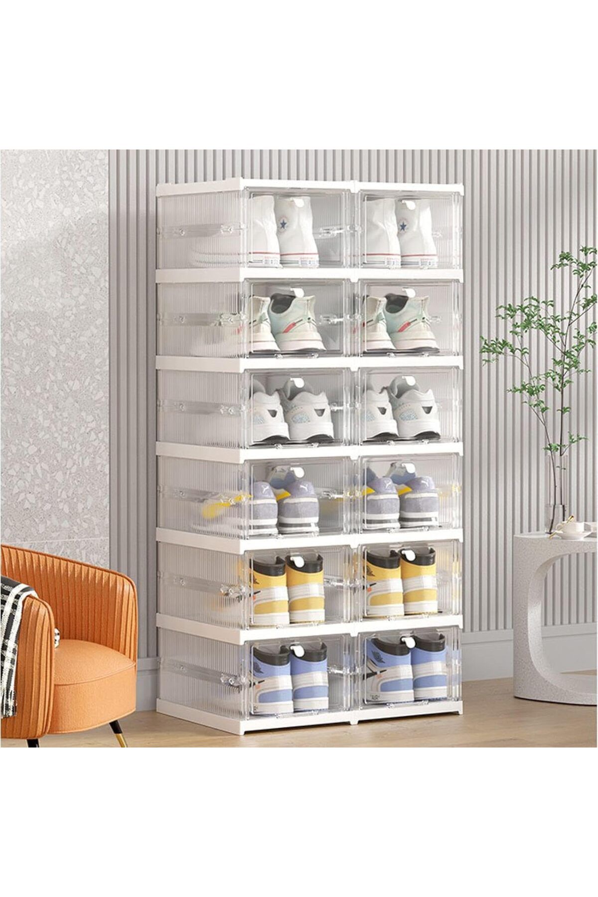 COOYA-Transparent 1-layer shoe box, with door, stackable, easy to install, suitable for wardrobe entrance 7