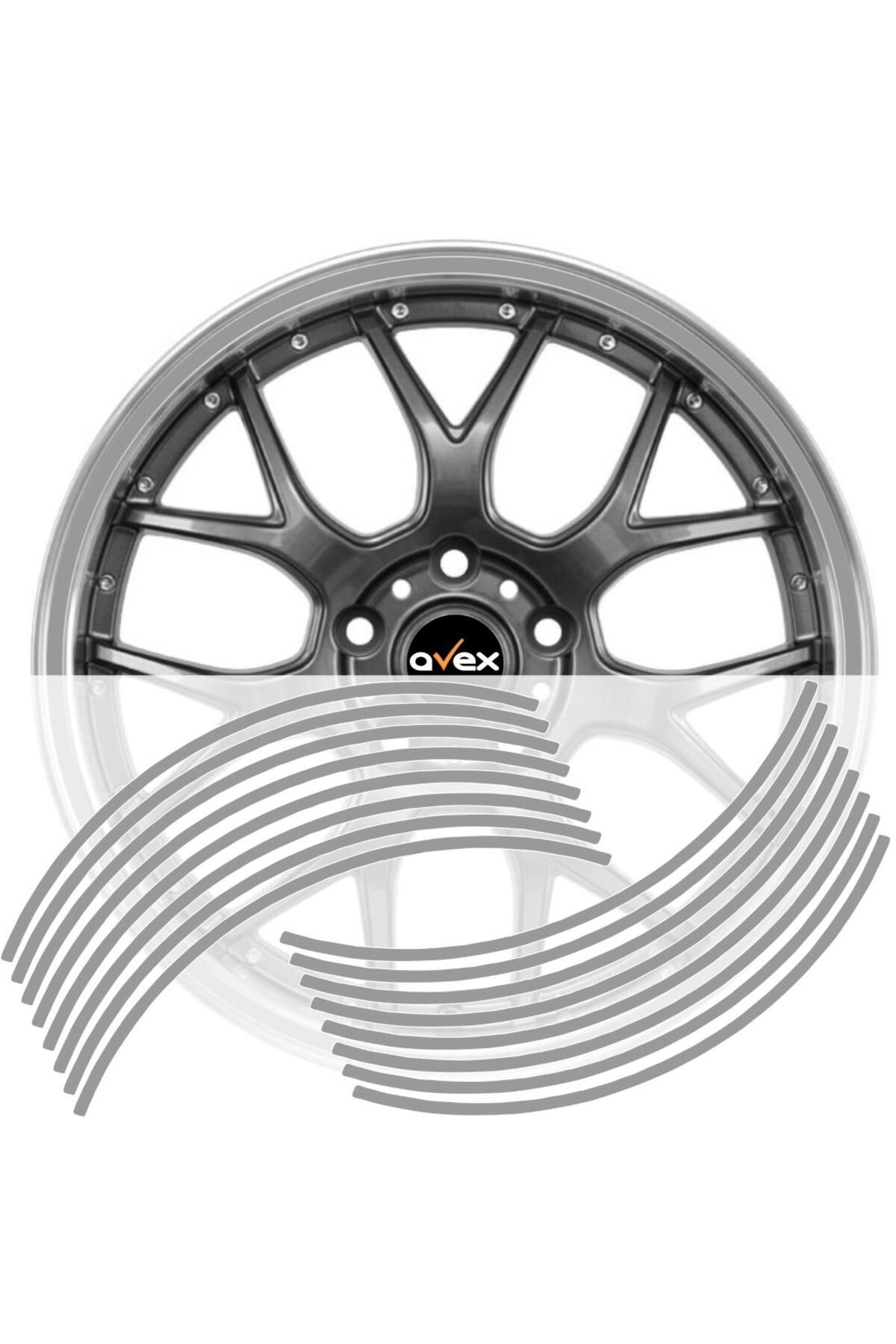 Avex Set De 16 Inele Autocolante Pentru Jante, Culoare Argintie Strălucitoare - One Size