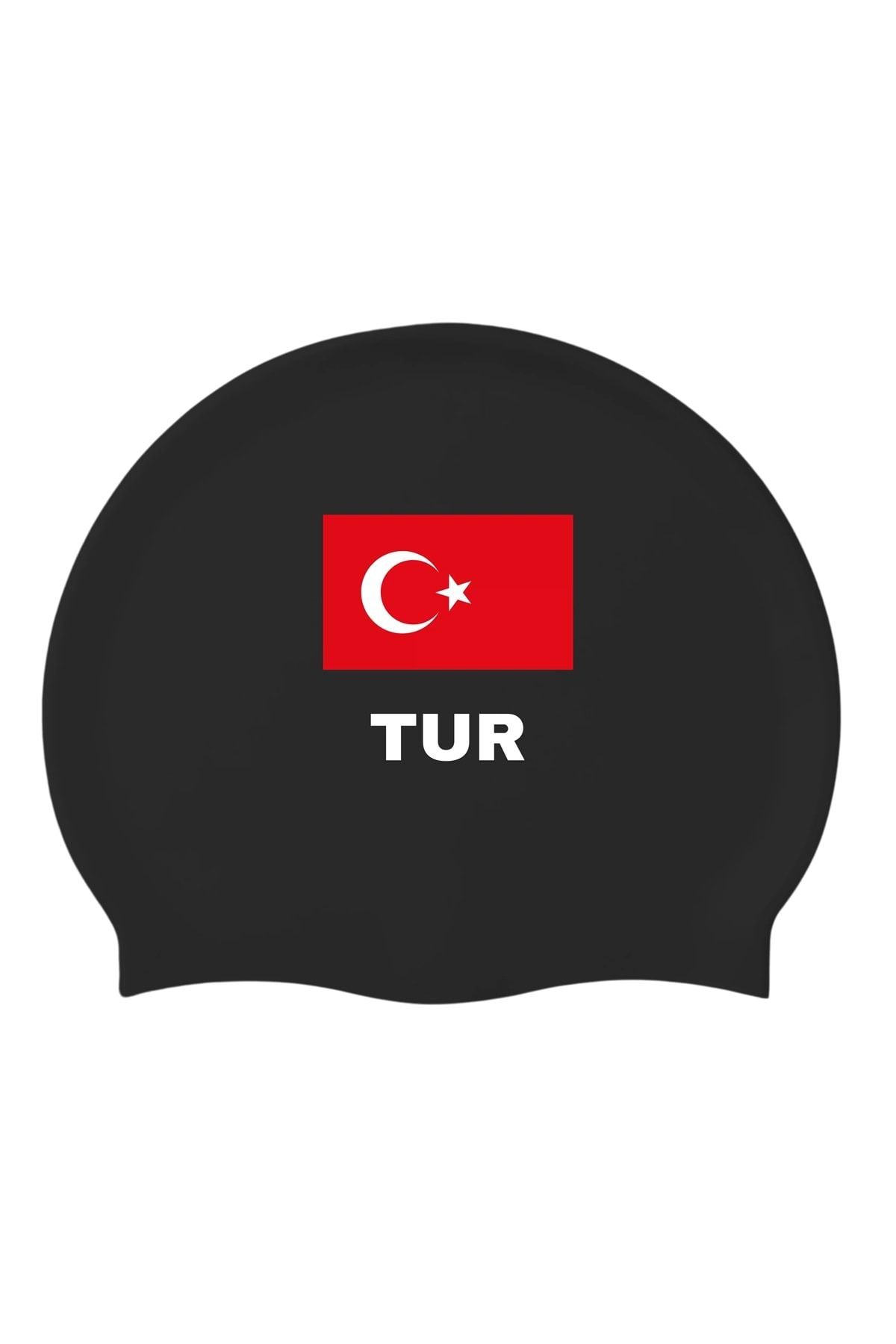 İKAVİ İKAVİ Türk Bayrağı “TUR” Silikon Deniz ve Havuz Bonesi – Siyah
