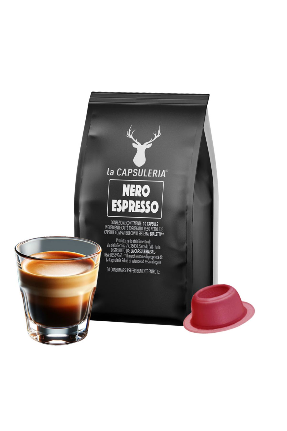 La Capsuleria Cafea Nero Espresso, 10 Capsule Compatibile Bialetti *, - One Size