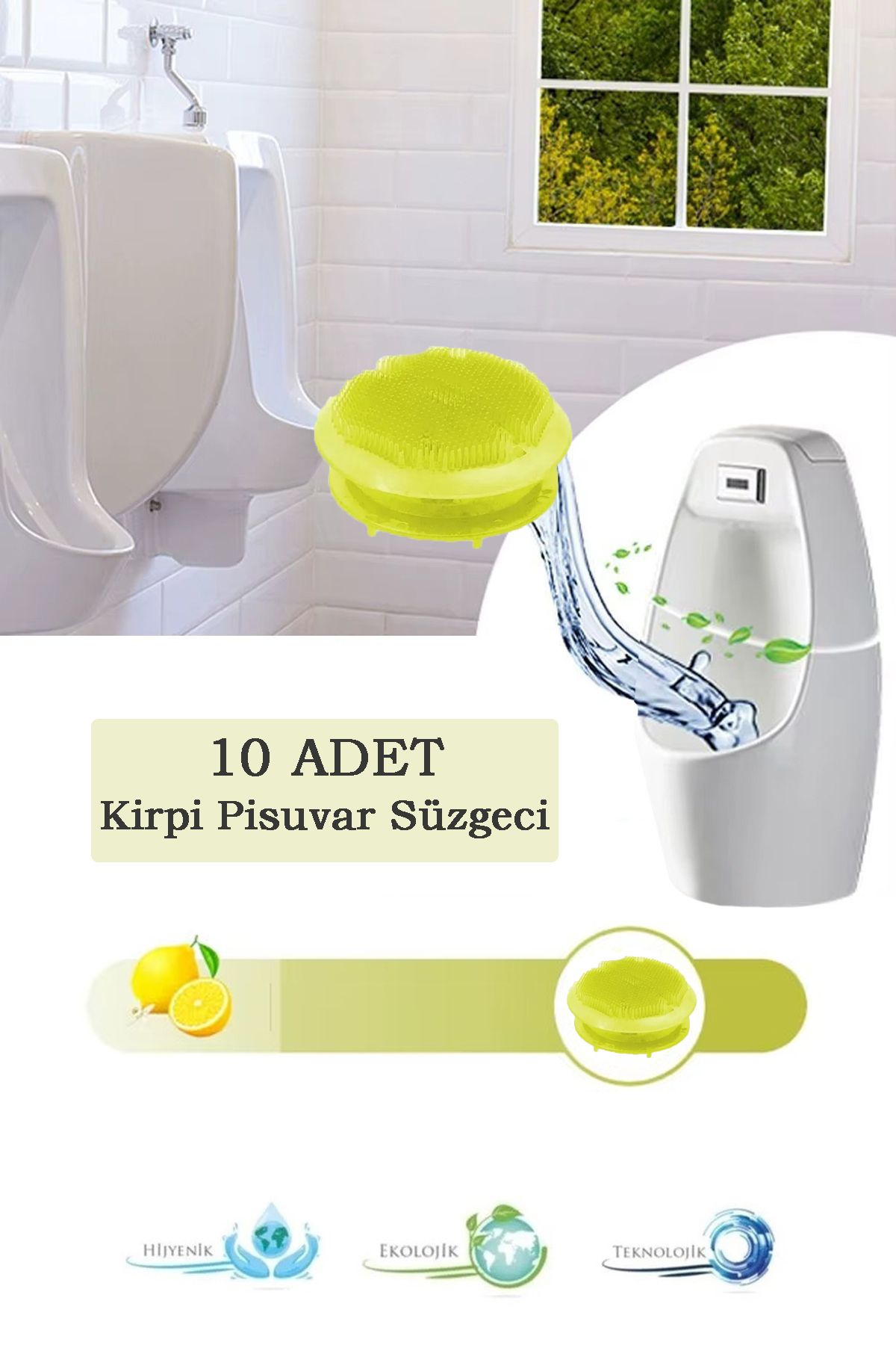 Maproworld 10 Adet Limon Kokulu Kirpi Pisuvar Süzgeci - Koku Giderici Kireç Çözücü Sıçrama Önleyici Tasarım