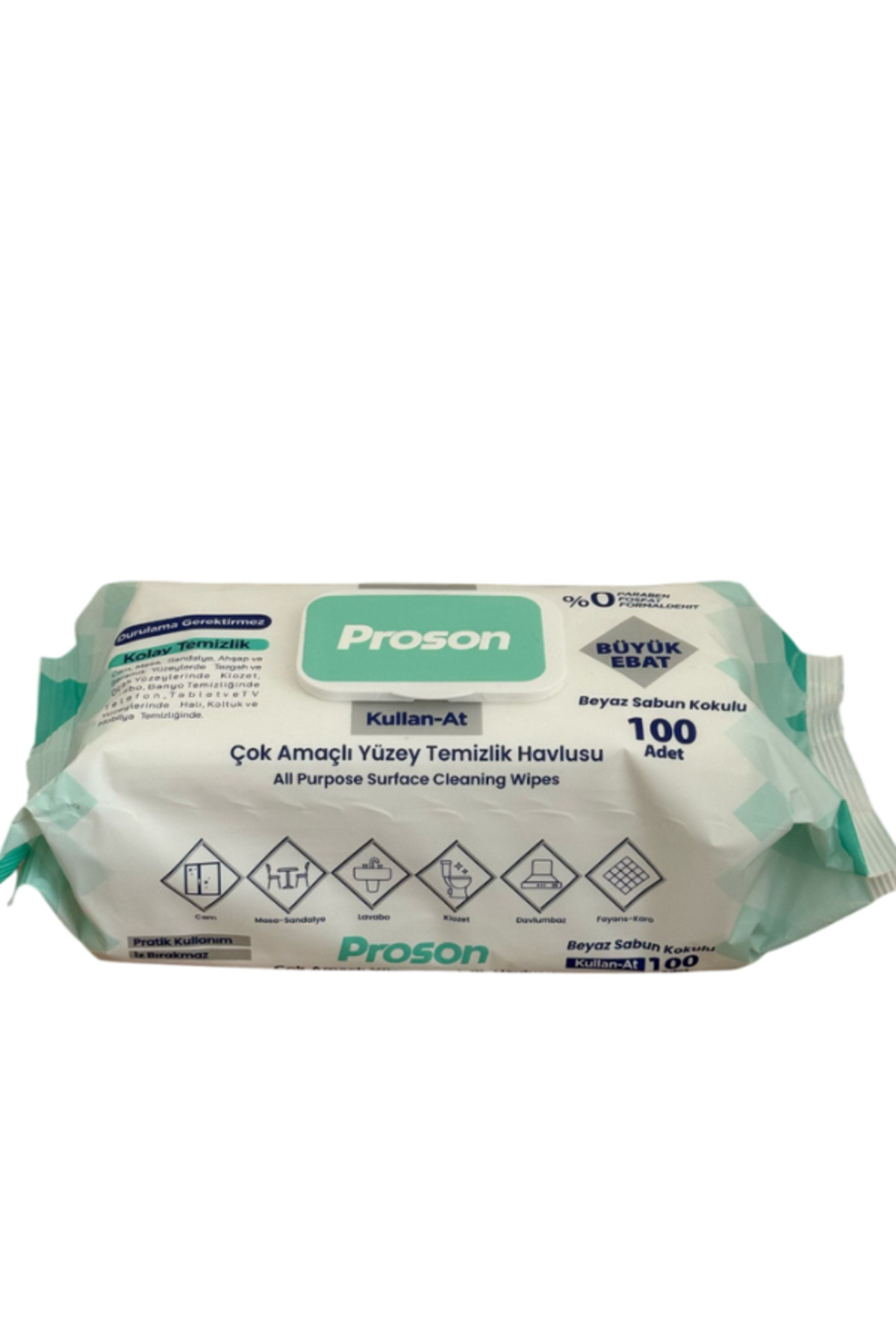 Proson Yüzey Temizlik Havlusu 100'lü Büyük Ebat - Beyaz Sabun Kokulu fotoğrafı 2 (önizleme)