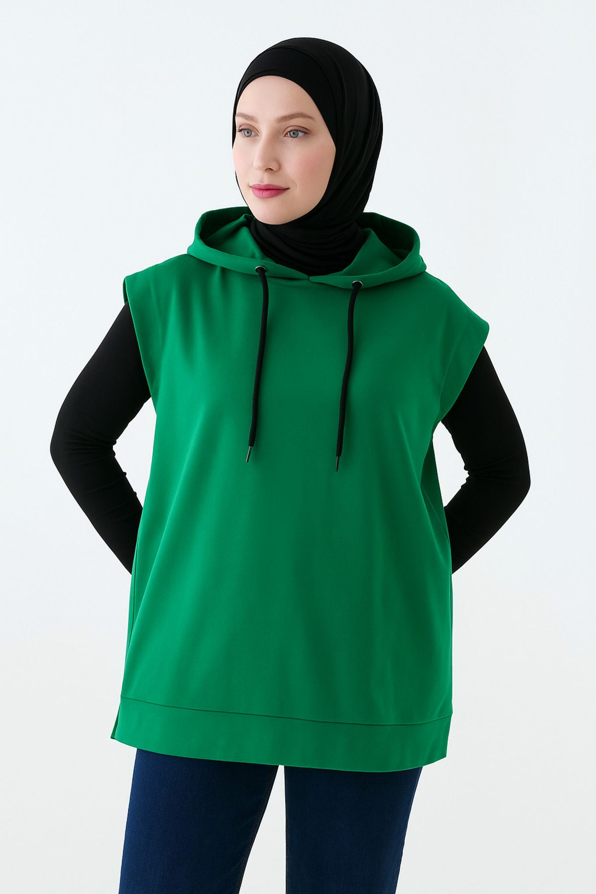 Yanları Açık Büyük Beden Oversize Sweatshirt Süveter Modeli Sıfır Kol Tasarım