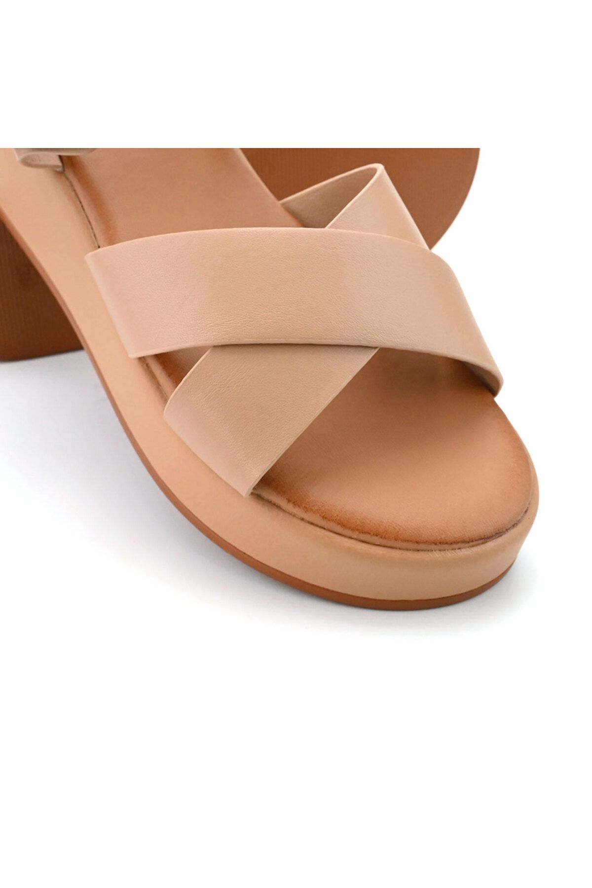 Tmall-Sandale de dama,Cu platforma,Din Piele Ecologica,SA80,Bej 3