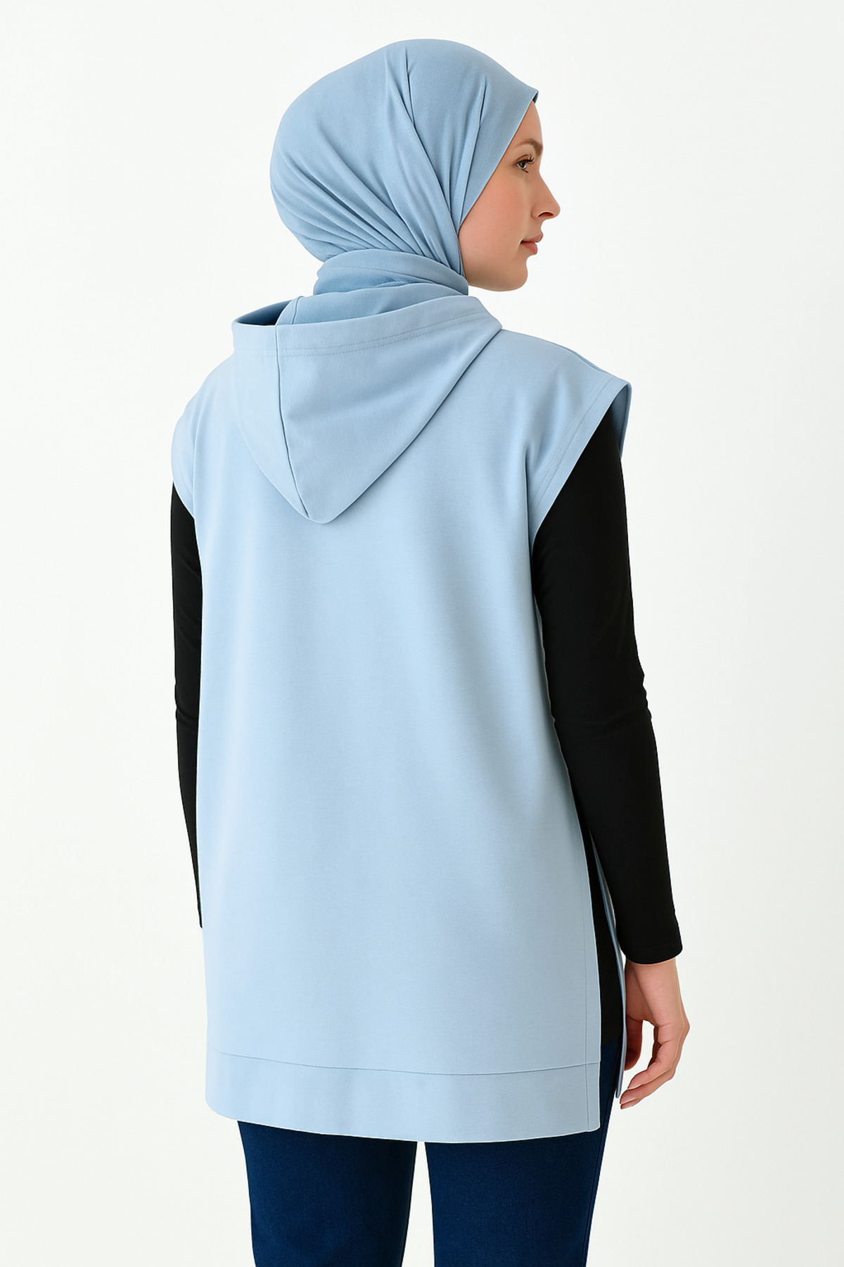 mirach Yanları Açık Büyük Beden Oversize Sweatshirt Süveter Modeli Sıfır Kol Tasarım görsel 3