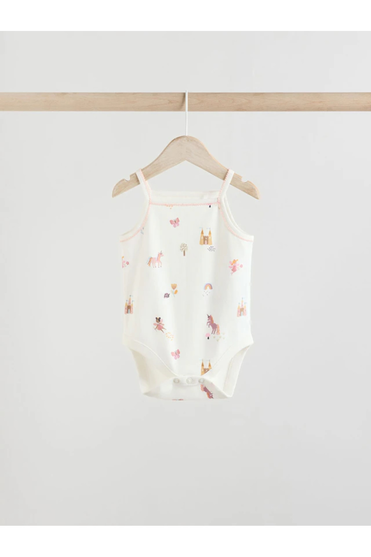 Next Baby %100 Organik Pamuk Çok Renkli Unicorn/Peri Desenli Askılı 5'li Bebek Body Zıbın ALYE58051 fotoğrafı 3 (önizleme)