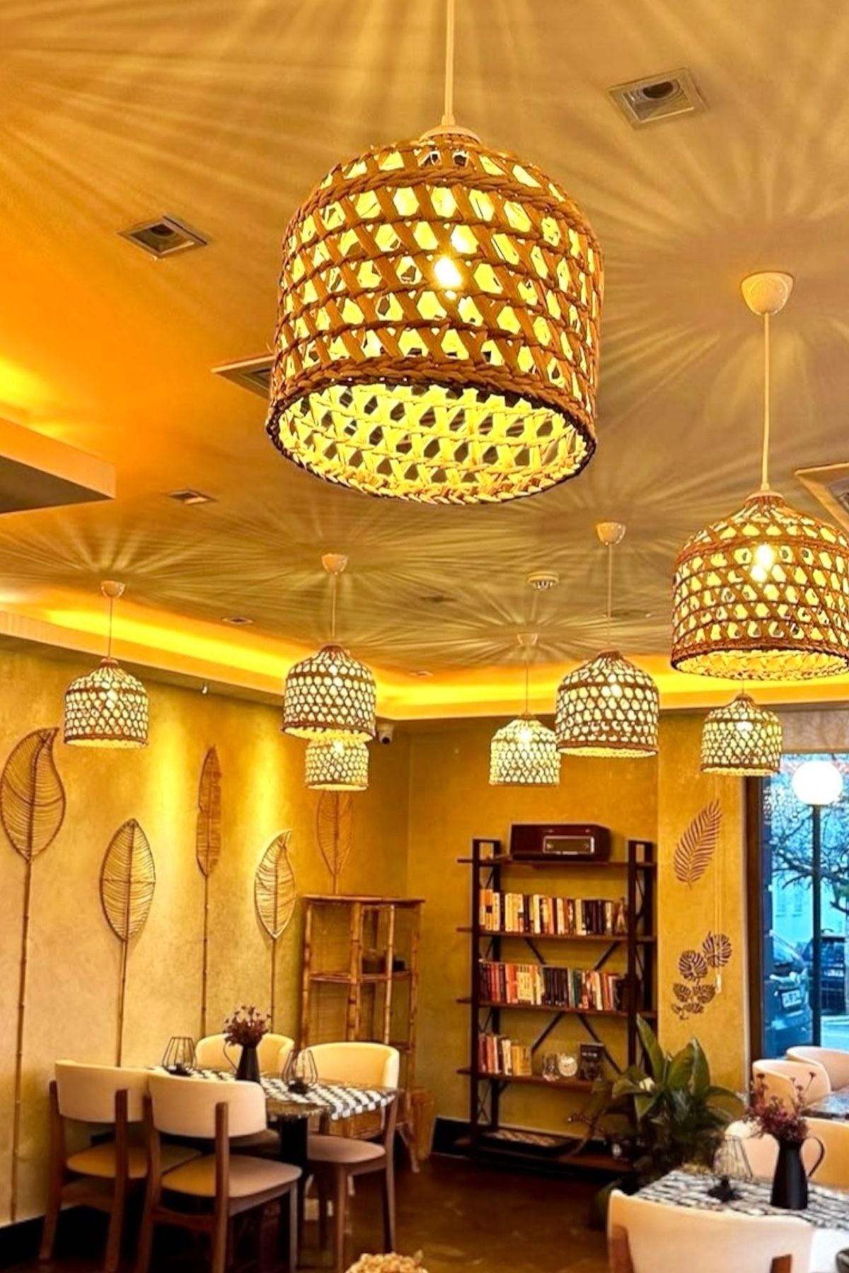 Hasır Bambu Rattan Avize 30cm (duy Dahil )