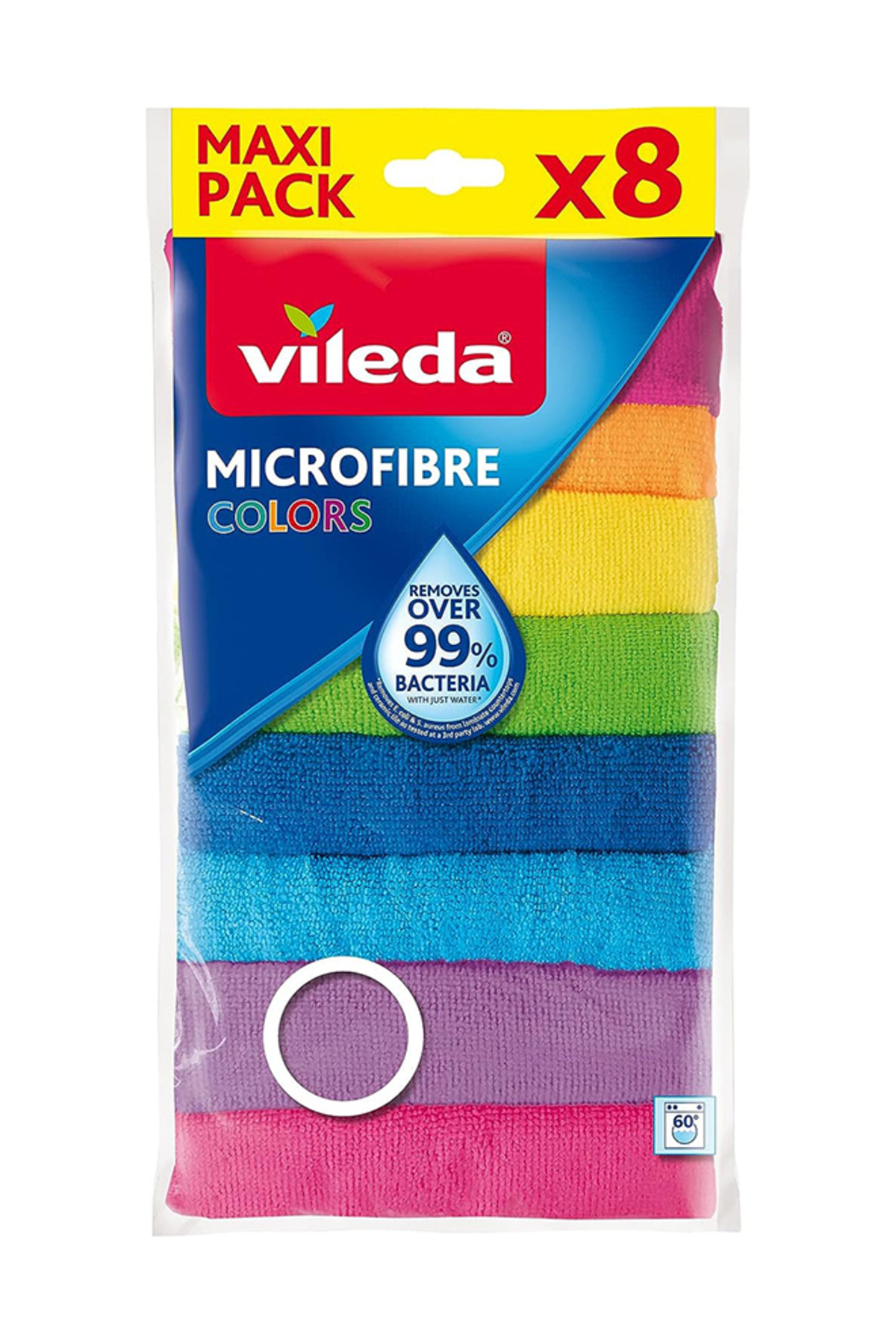 Vileda-Microfiber Cloths, Hygienic, Multi-Purpose, 8 Pieces, Multi-Color, 30*30cm 3