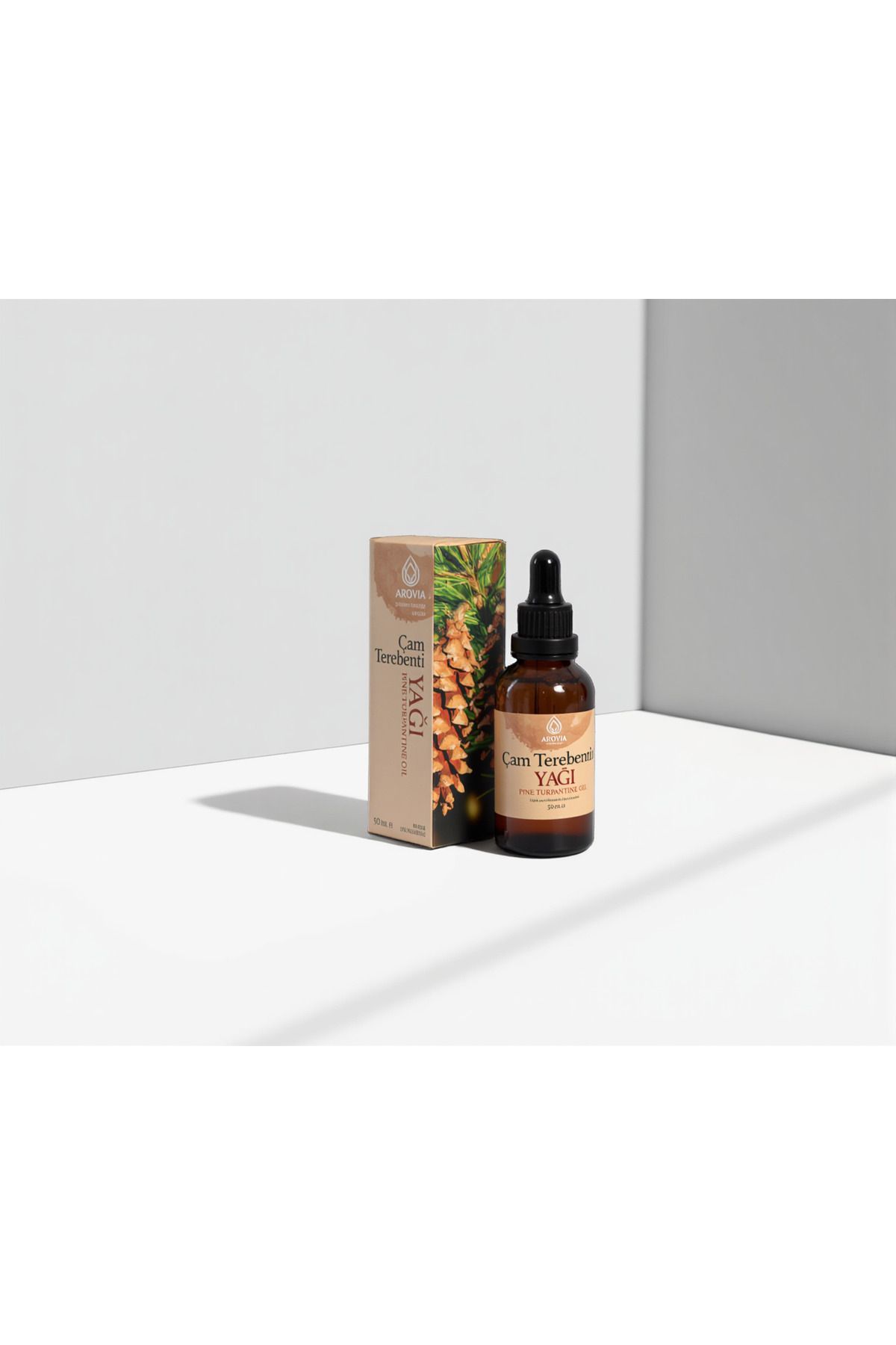 AROVIA Aromatherapy Doğal Çam Terebentin Yağı Damlalıklı Cam Şişede 50ml