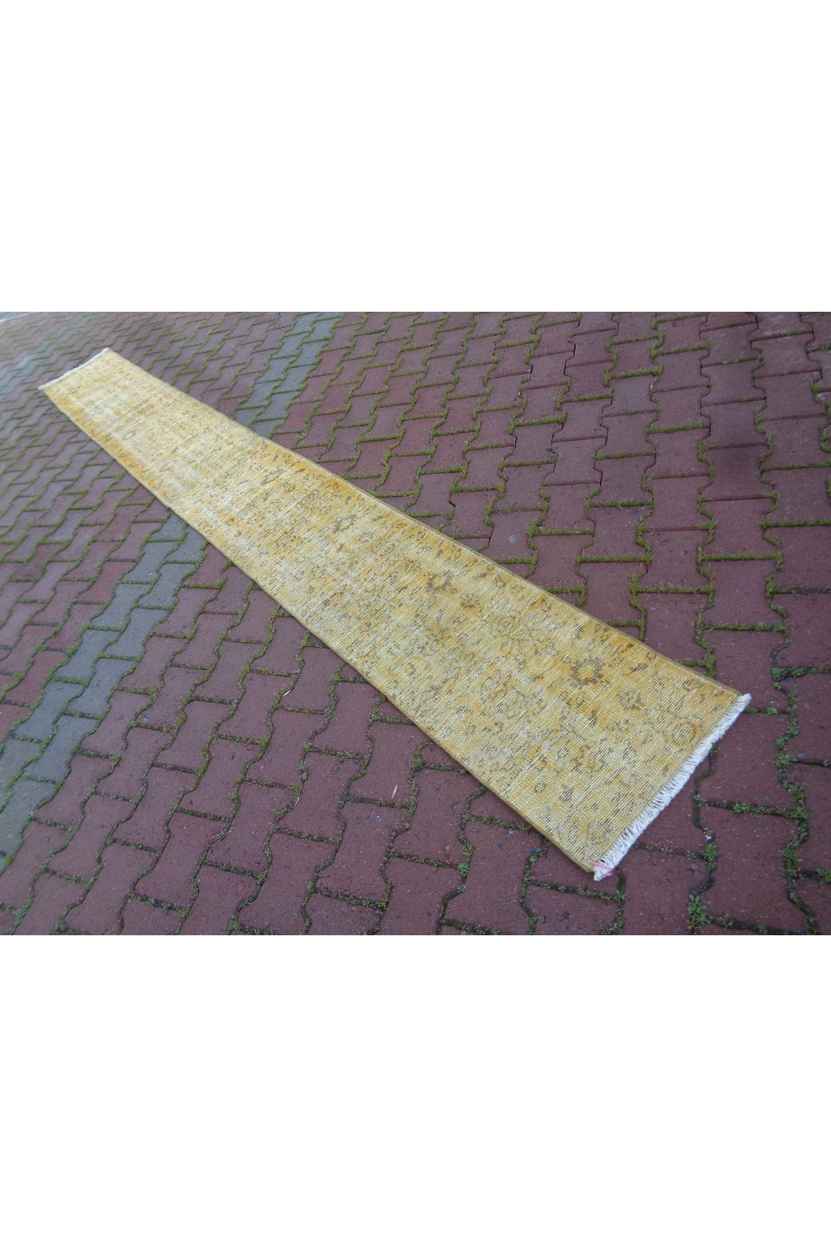 ŞAHMERDANOĞLU Şahmerdanoğlu 47 x 396 Cm El Dokuma Enfes Vintage & Açık Sarı Yolluk Halı, Kır Düğün Dekoru 2835