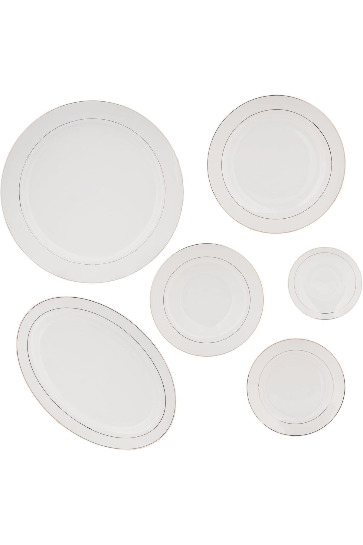 ALSAIF-52-piece Porcelain Dinner Set, Including Dinner Plates, Side Dishes, Pitcher And Cups White/gold 3